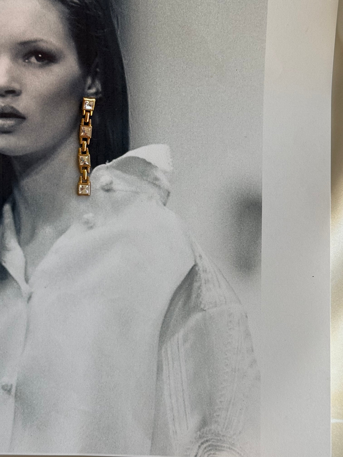 Vintage Gold-Tone Crystal Drop Earrings