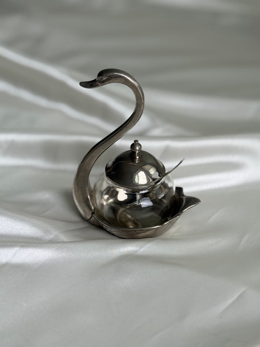 Vintage Silver Plated Swan Condiment Server