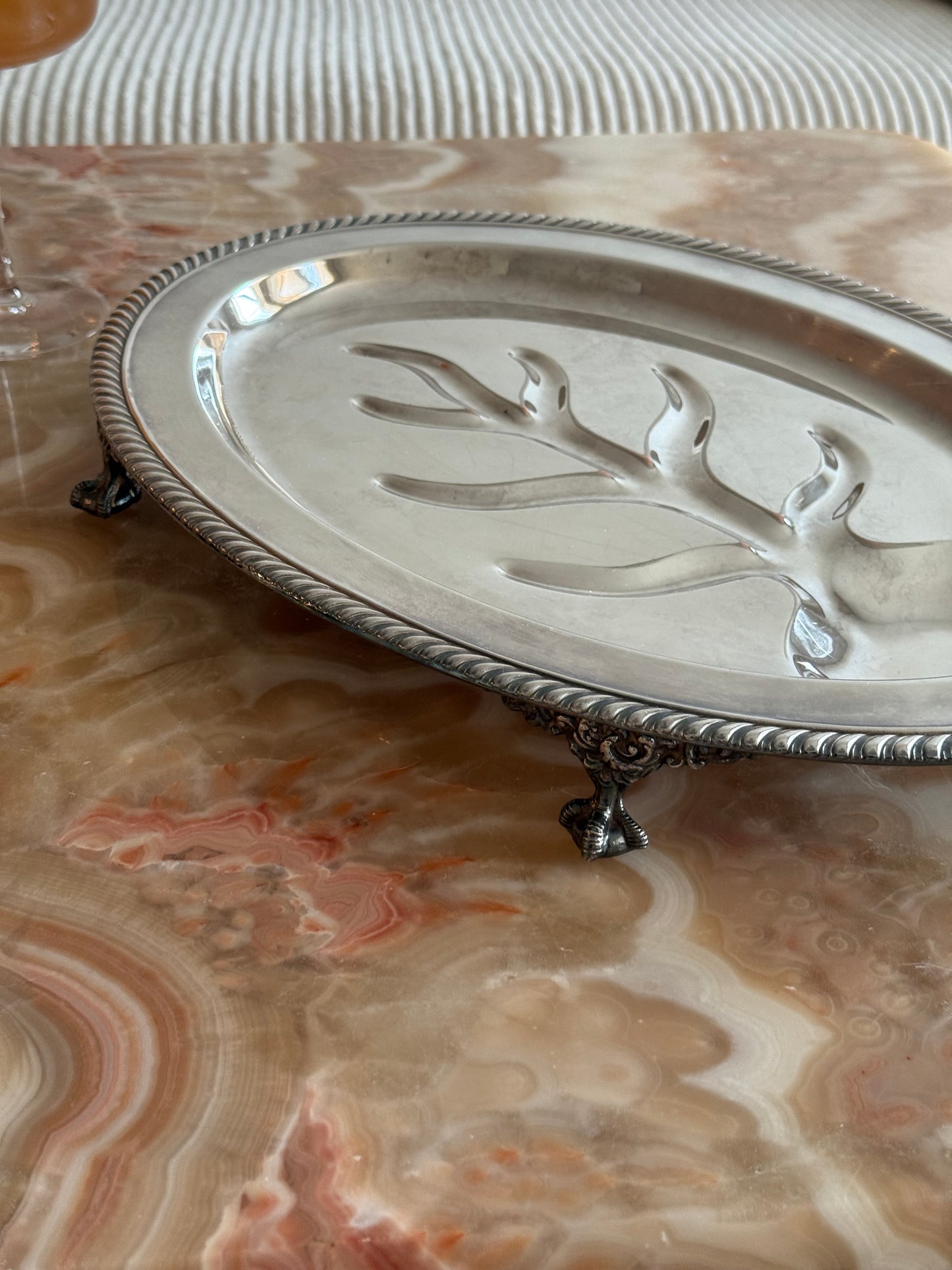 Vintage Viking Plate Silver-Plated Footed Tray