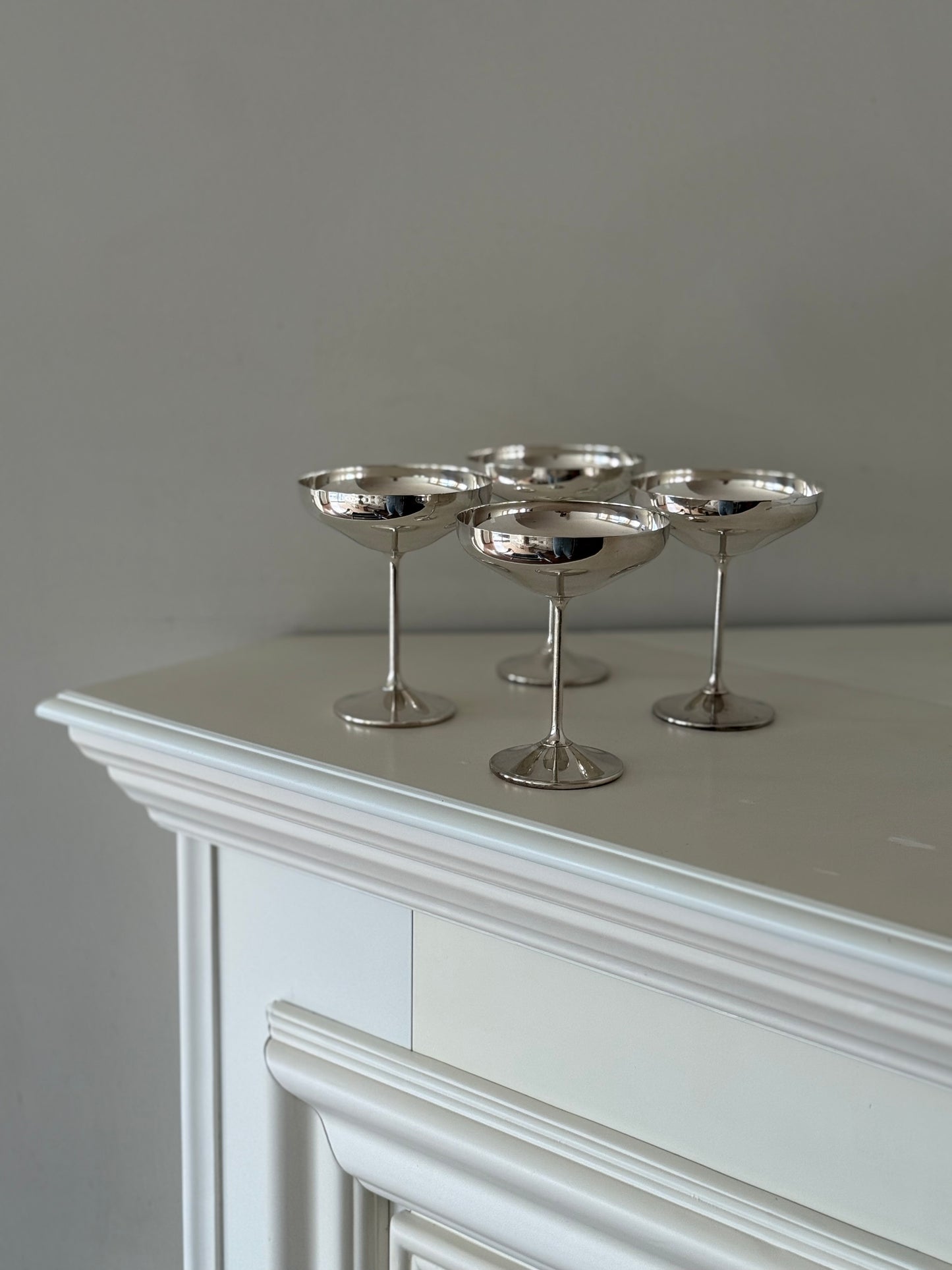 Silver Plated Coupe Champagne Glasses – Set of 4 | Made in Spain