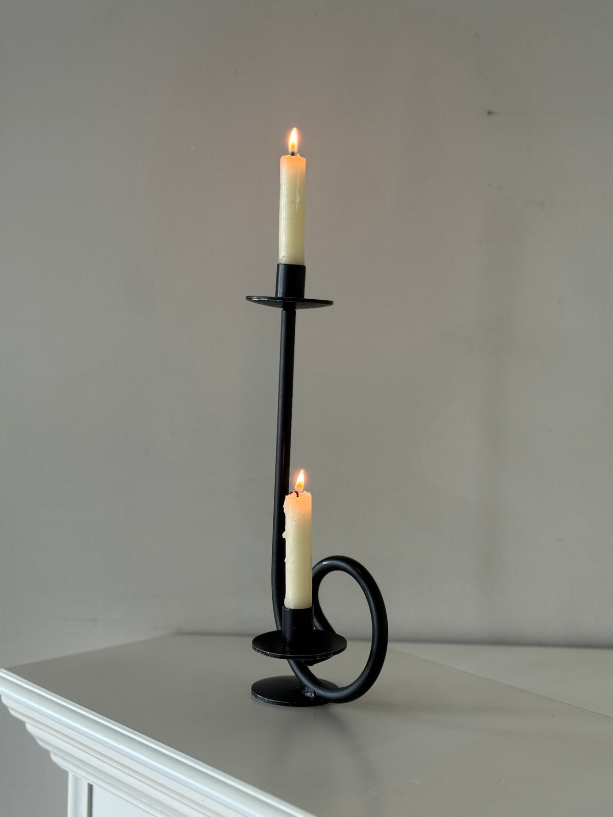 Vintage Black Sculptural Double Candle Holder