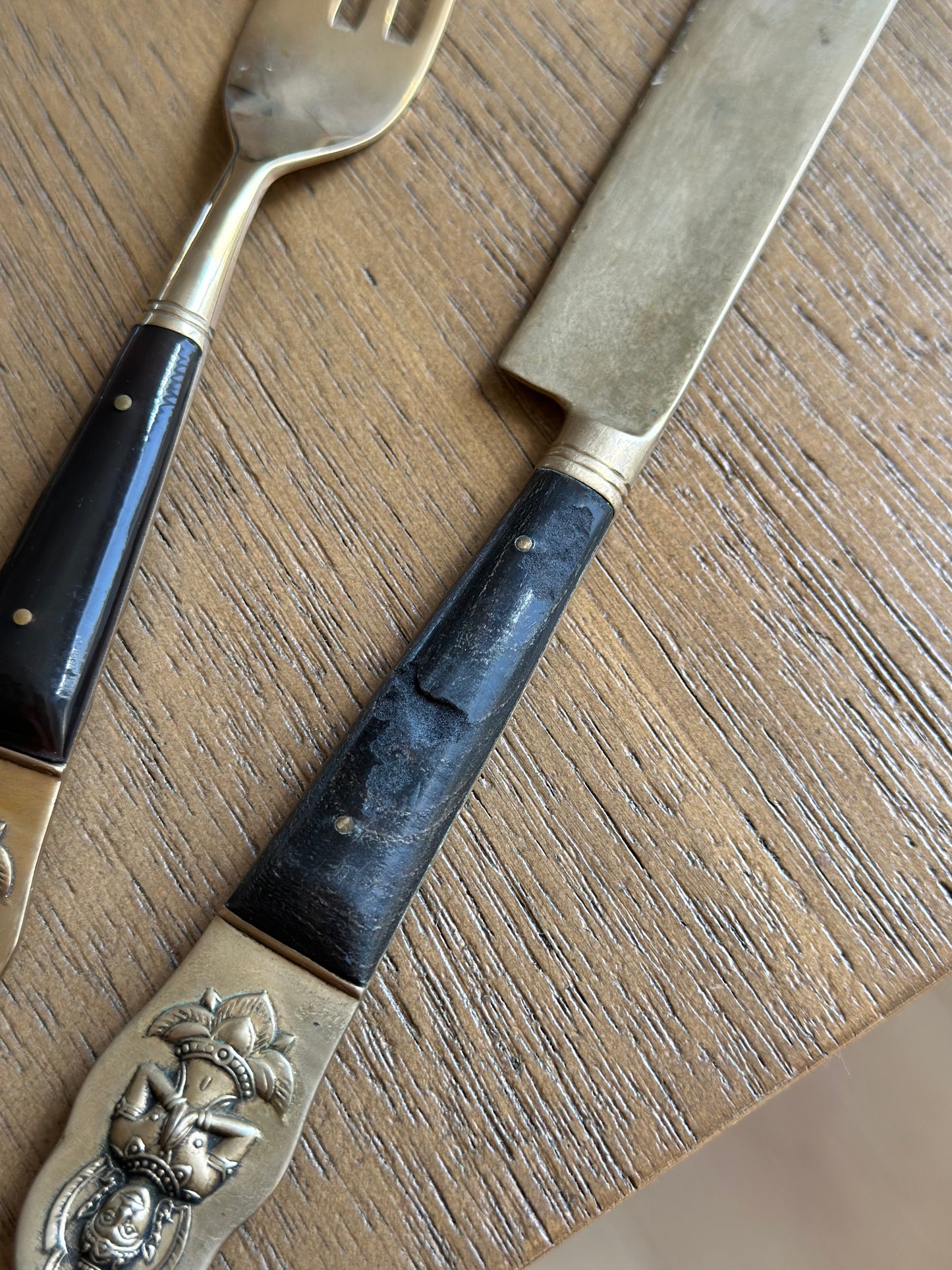 Vintage bronze cutlery set