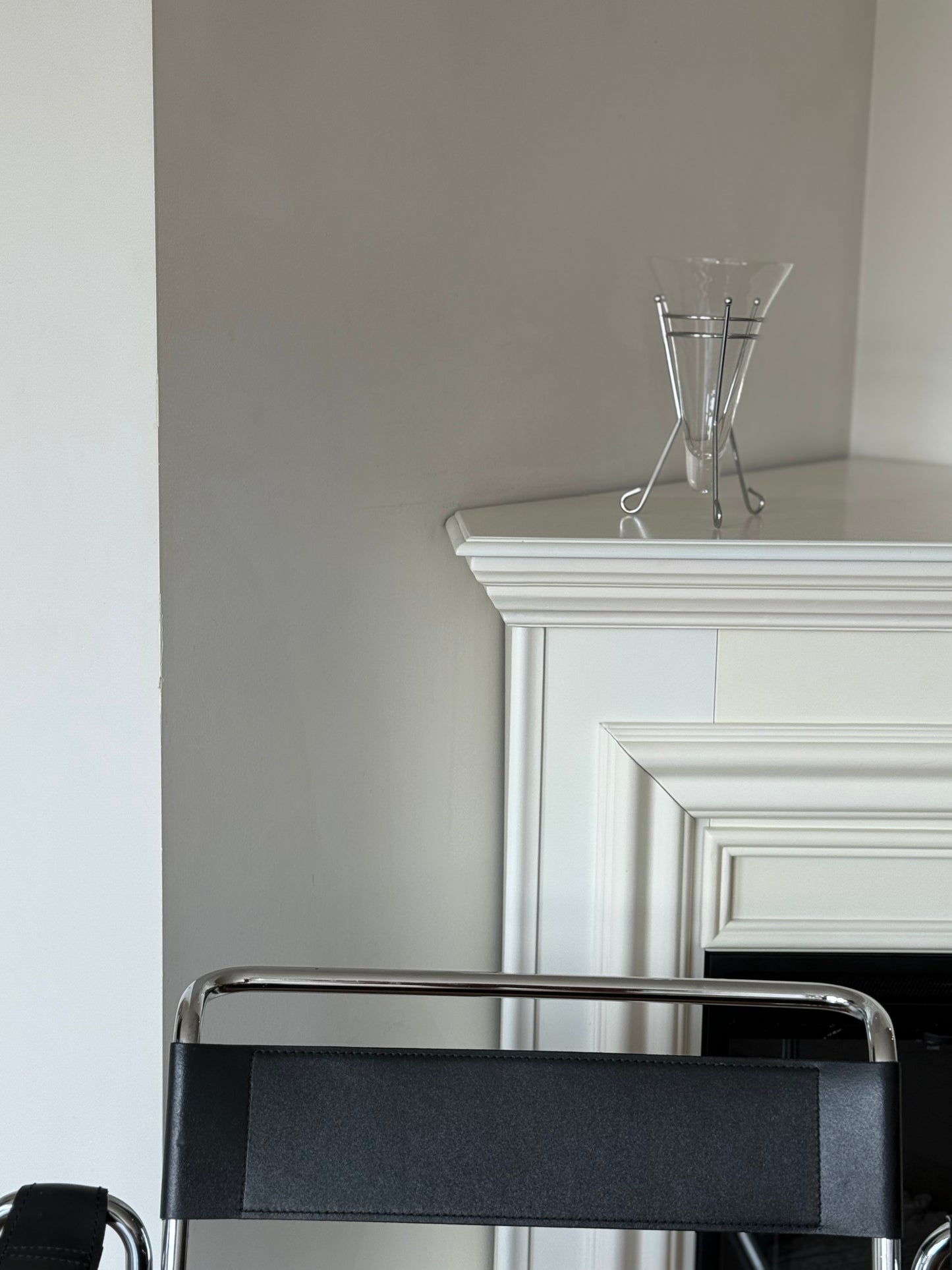 Vintage Glass Vase with Chrome Tripod Stand