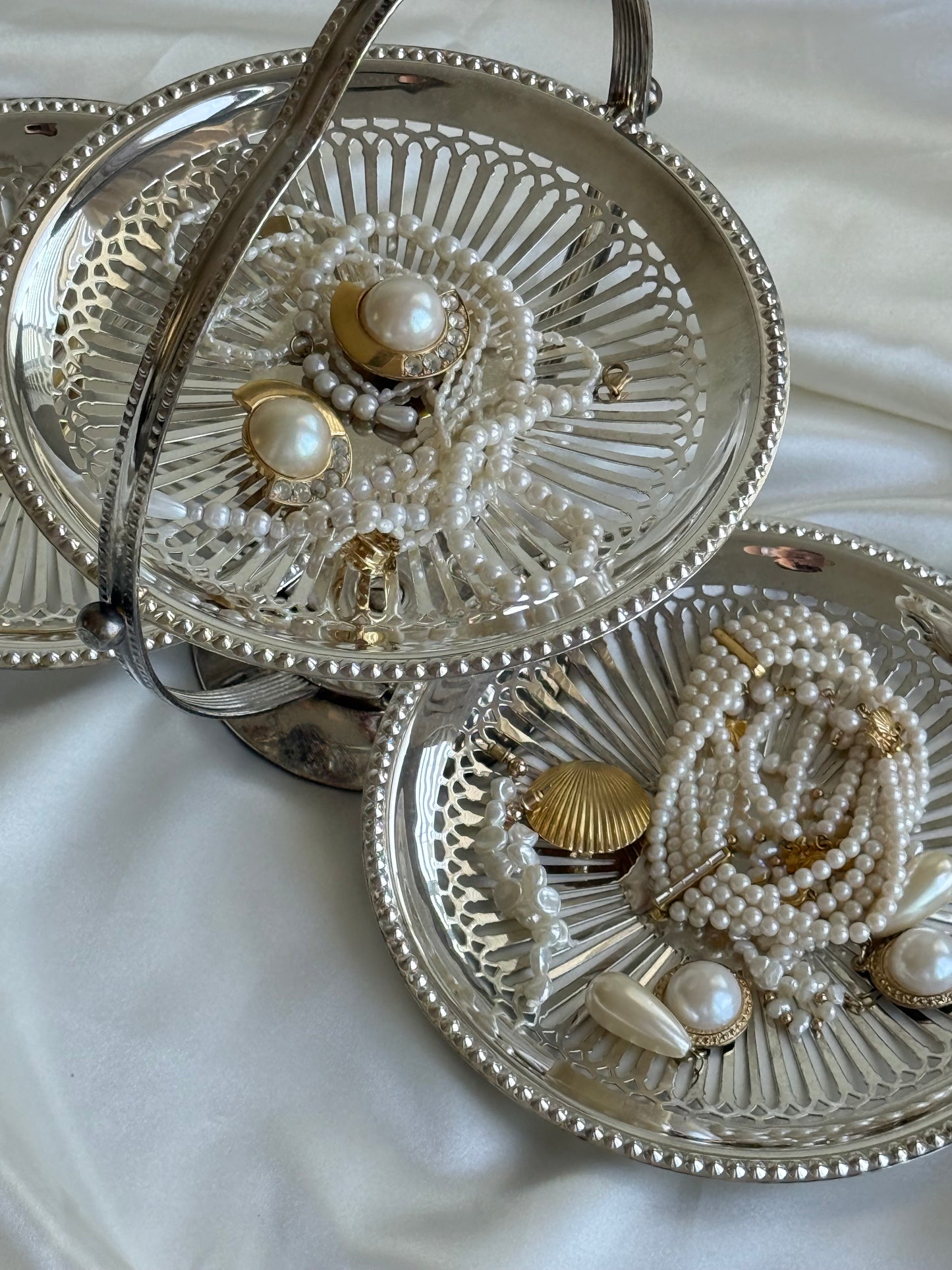 Vintage Silver Plated Folding Tidbit Server