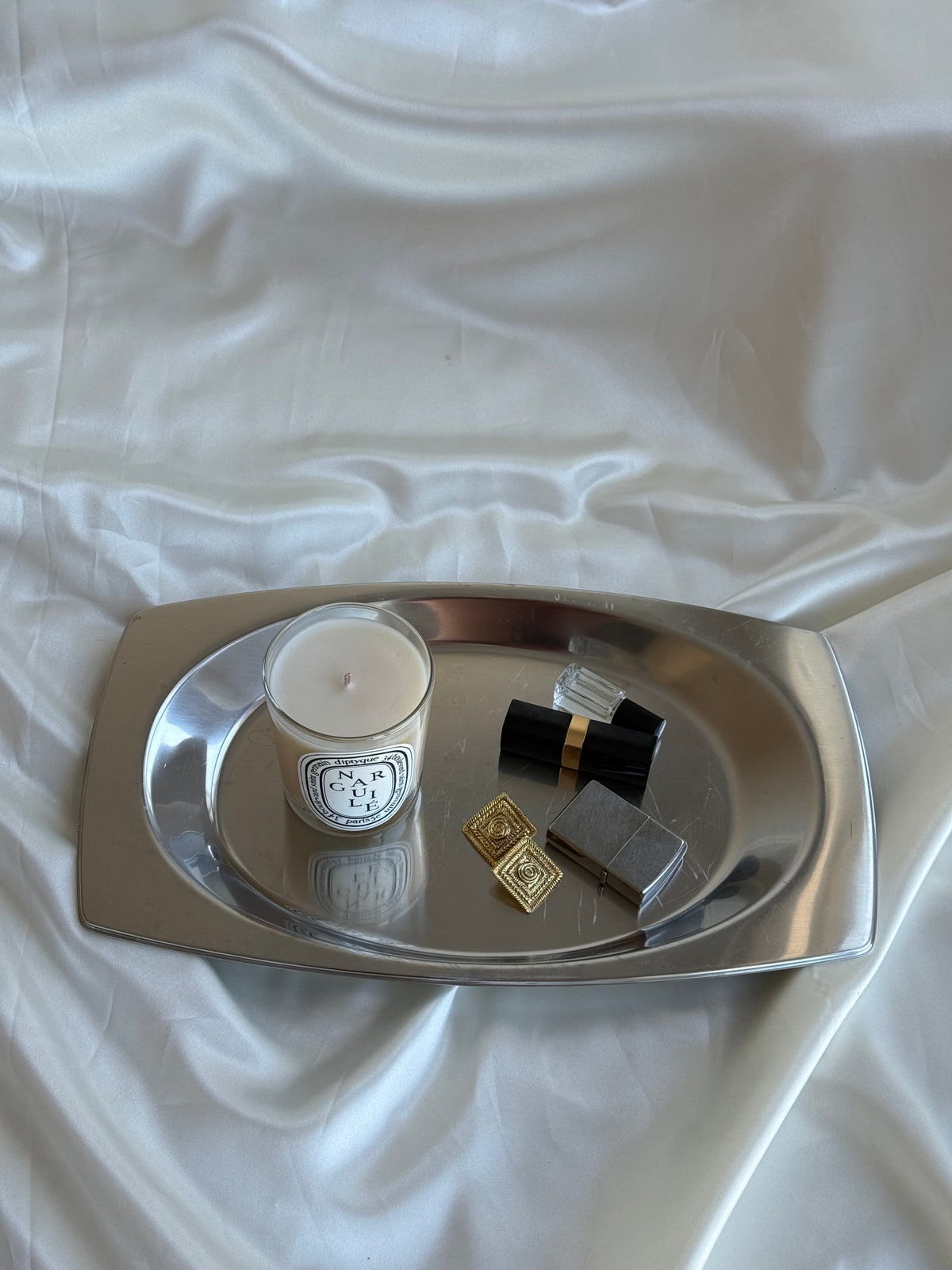 Vintage Stainless Steel Modernist Serving Tray
