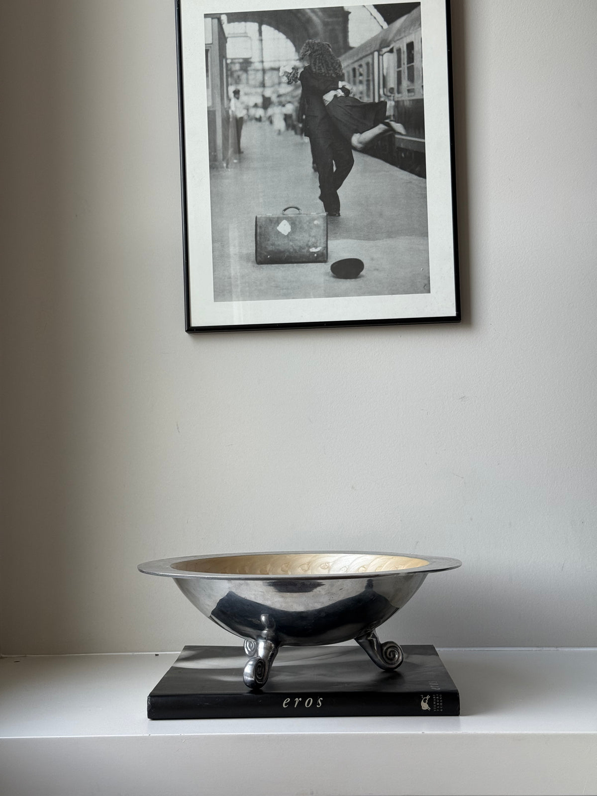 Vintage Silver-Tone Footed Centerpiece Bowl with Swirl Feet