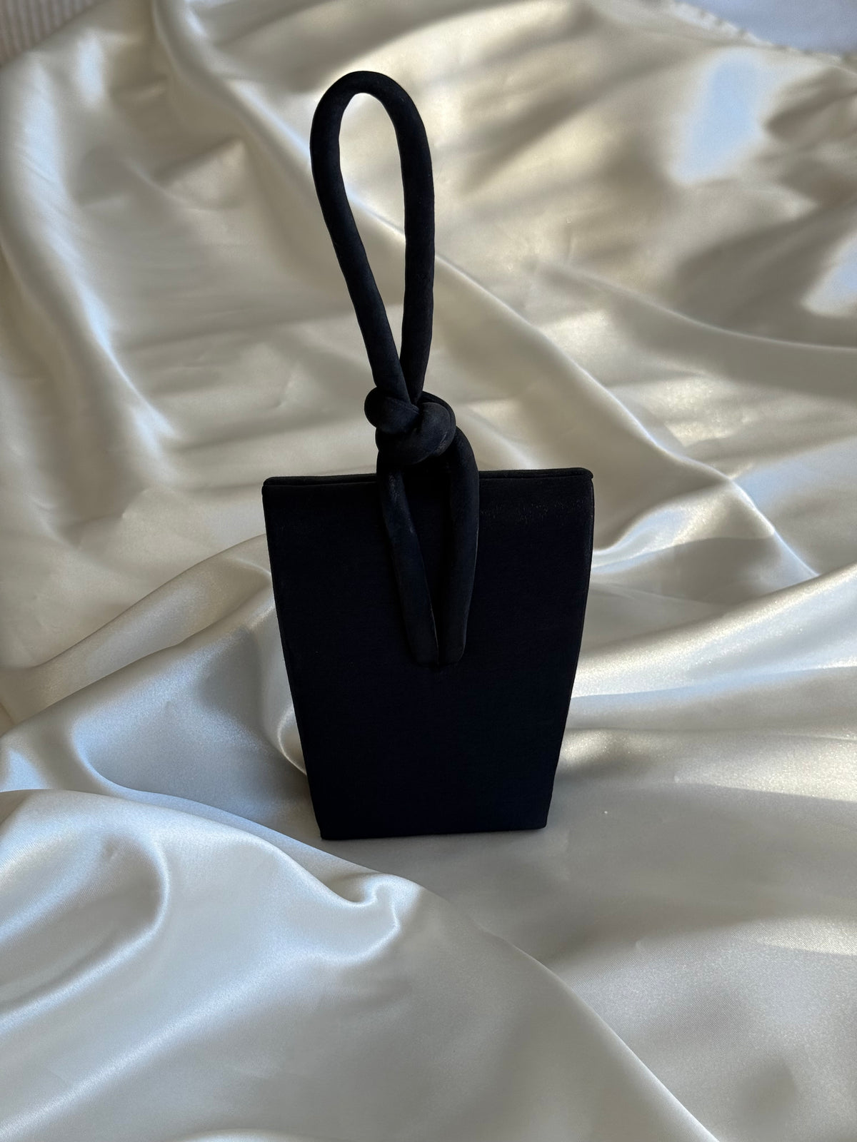Vintage La Regale Black Satin Knot Evening Purse