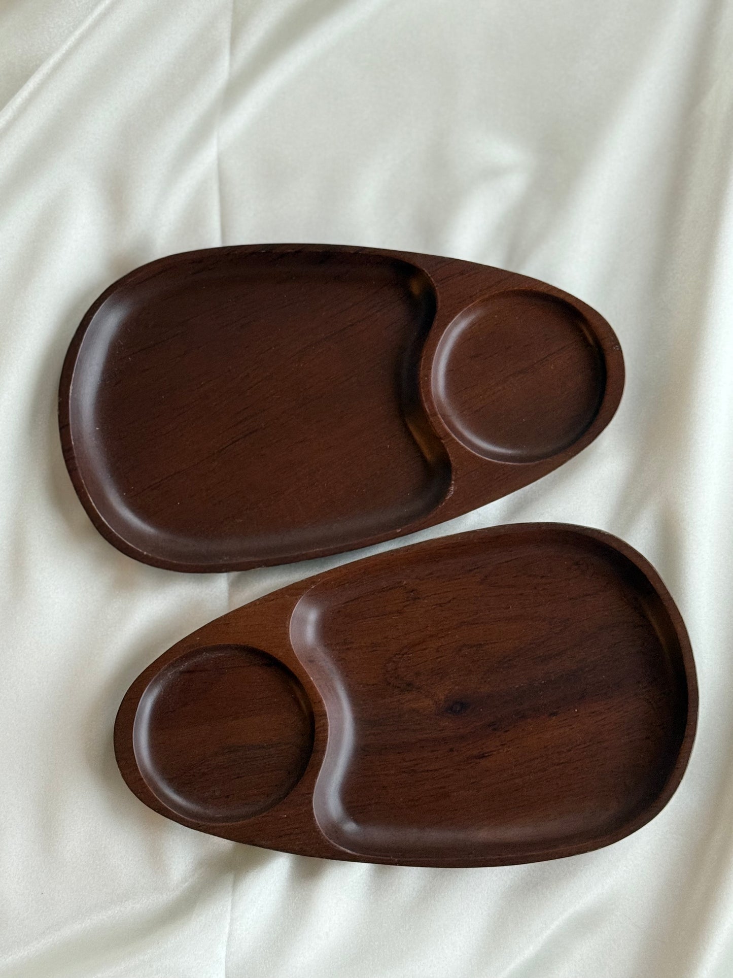 Set of 4 Mid-Century Modern Wooden Divided Serving Trays