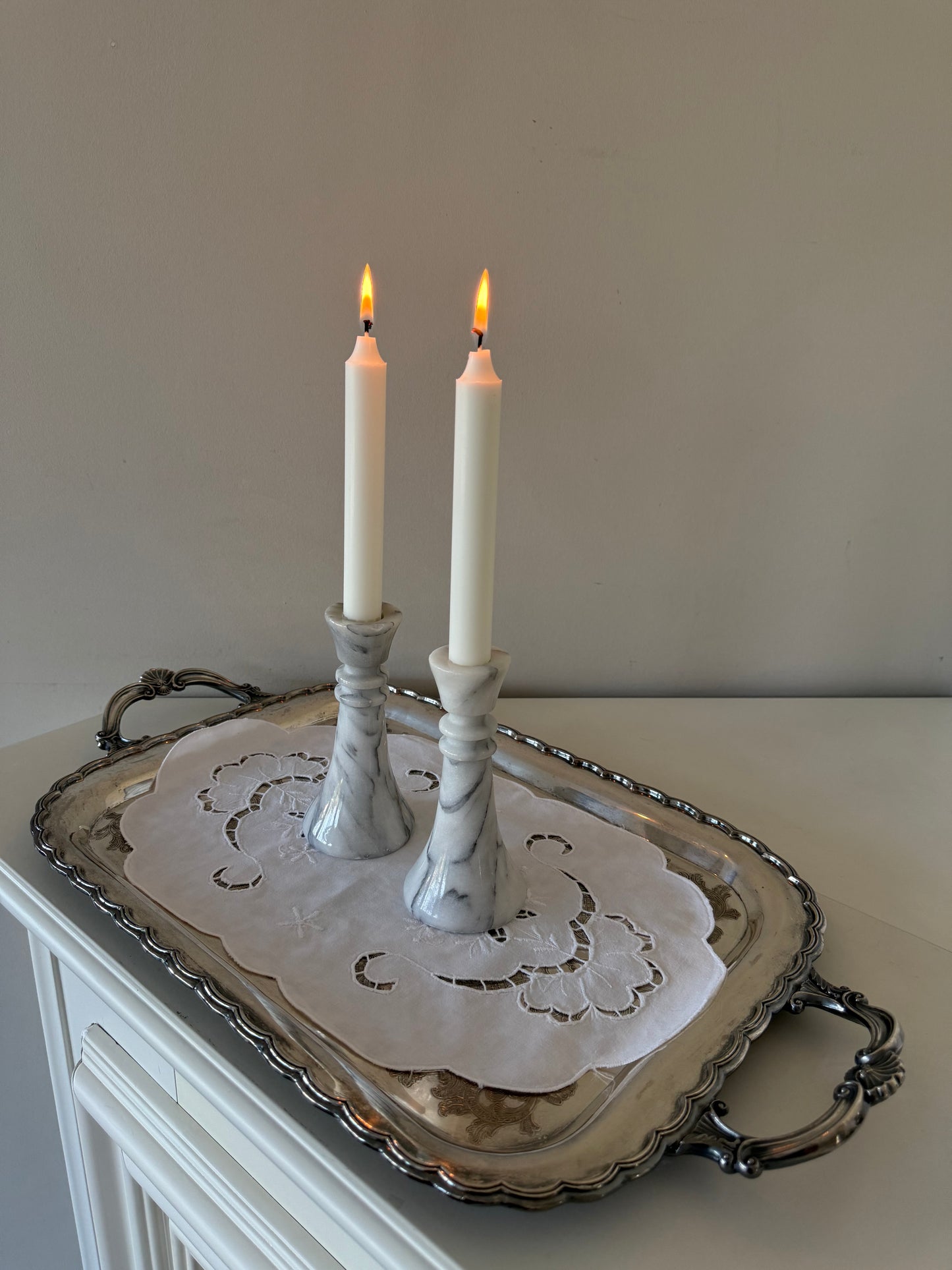 Pair of Marble Candlestick Holders