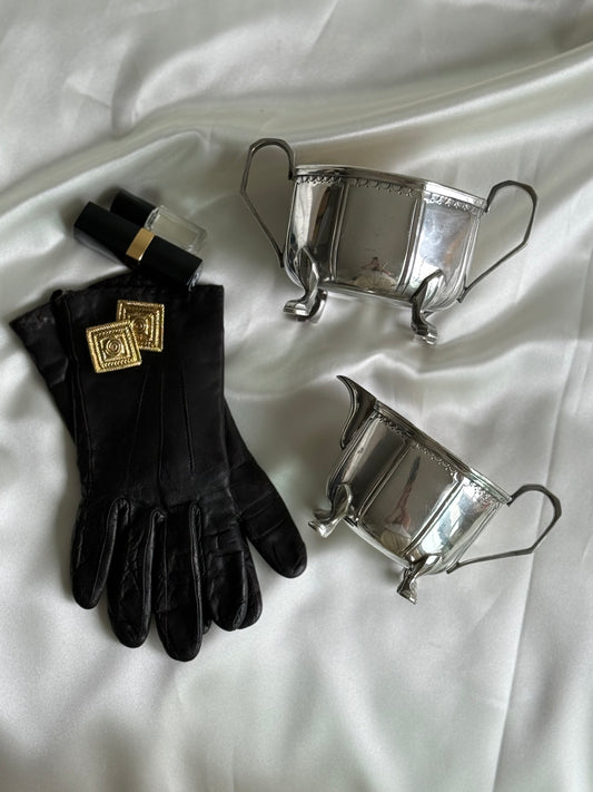 Vintage Silver Plated Footed Cream & Sugar Set