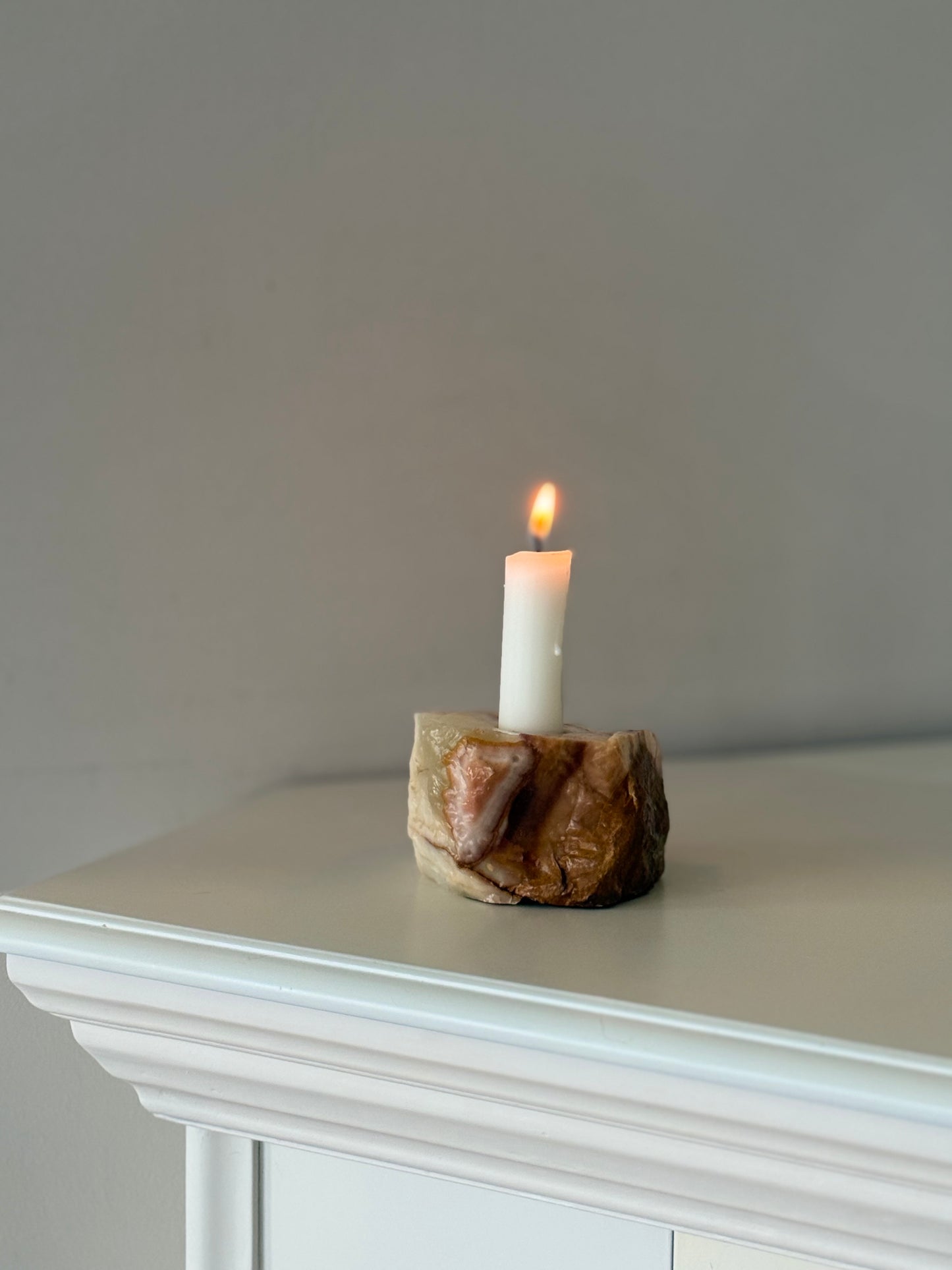 Vintage Onyx Stone Candle Holder