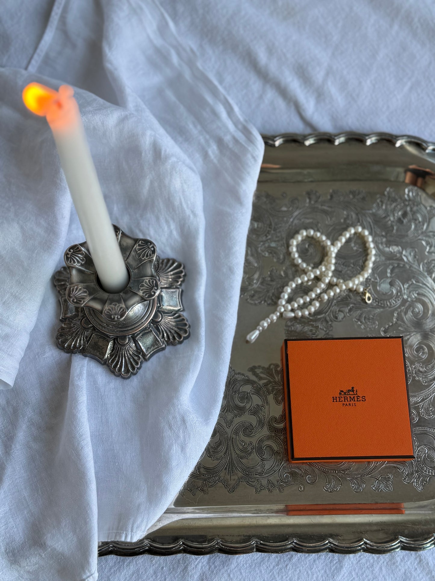 Vintage Silver-Plated Candle Holder – Ornate Design