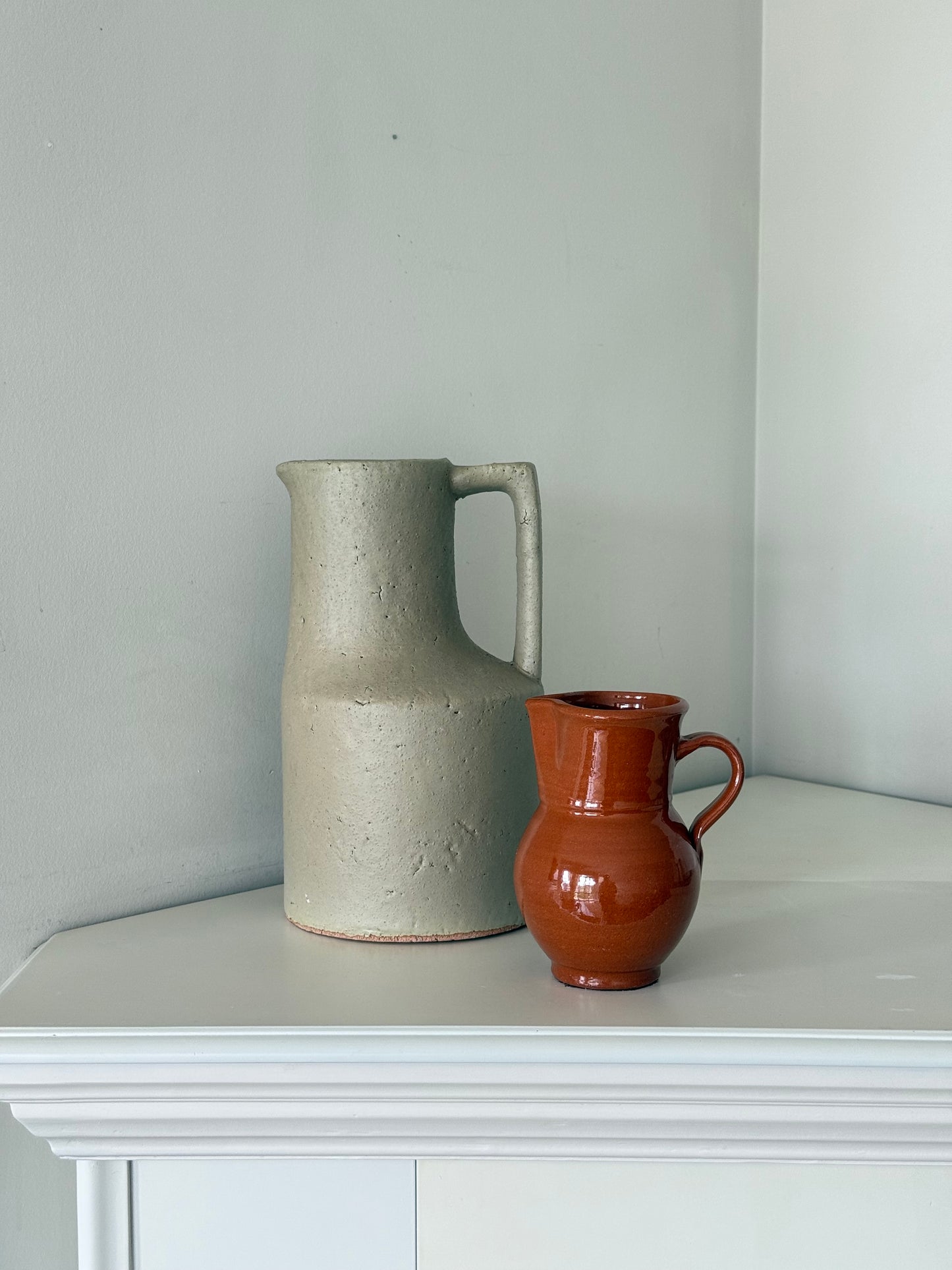 Vintage Terracotta Glazed Small Pitcher
