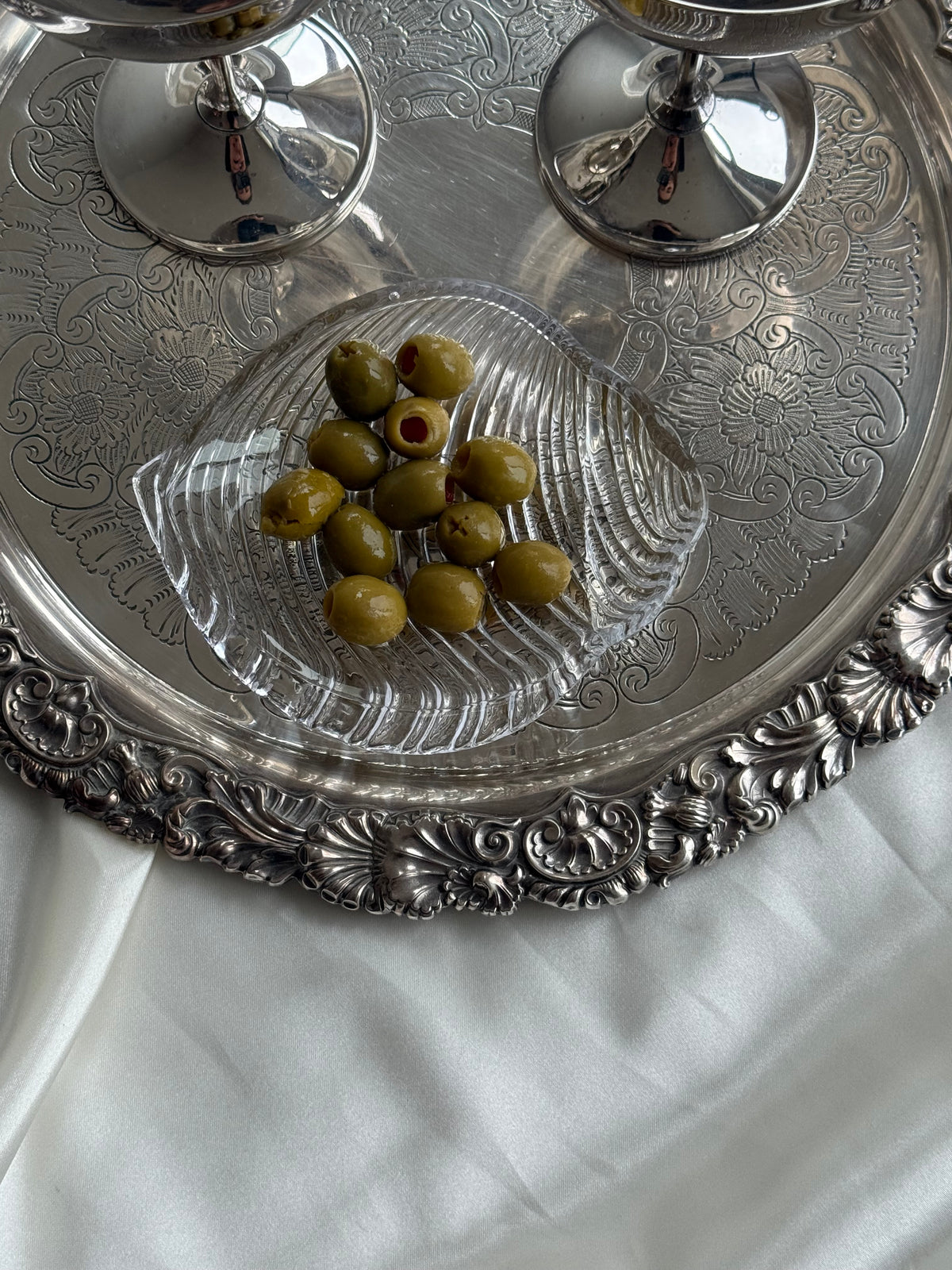 Vintage Clear Glass Shell-Shaped Serving Dish