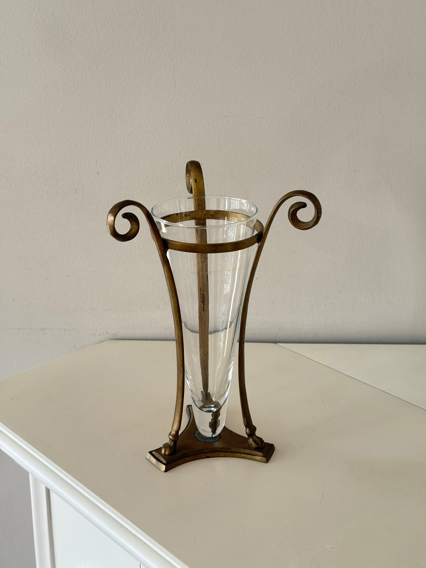 Vintage Brass & Glass Vase