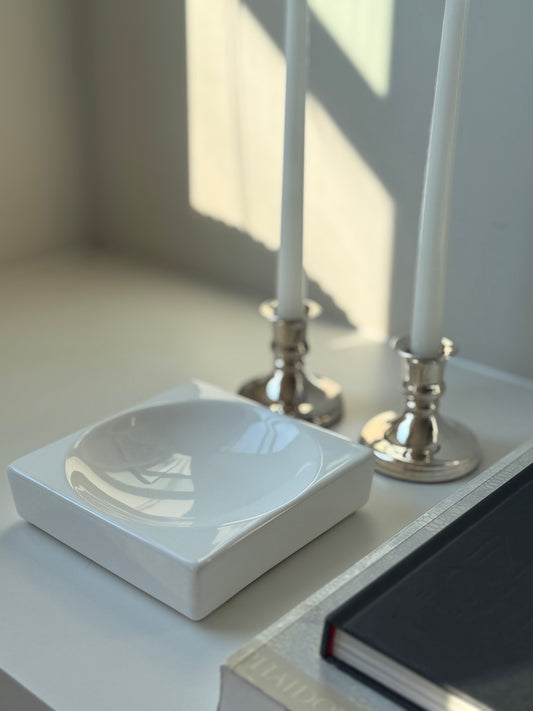 Minimalist White Ceramic Catchall Dish