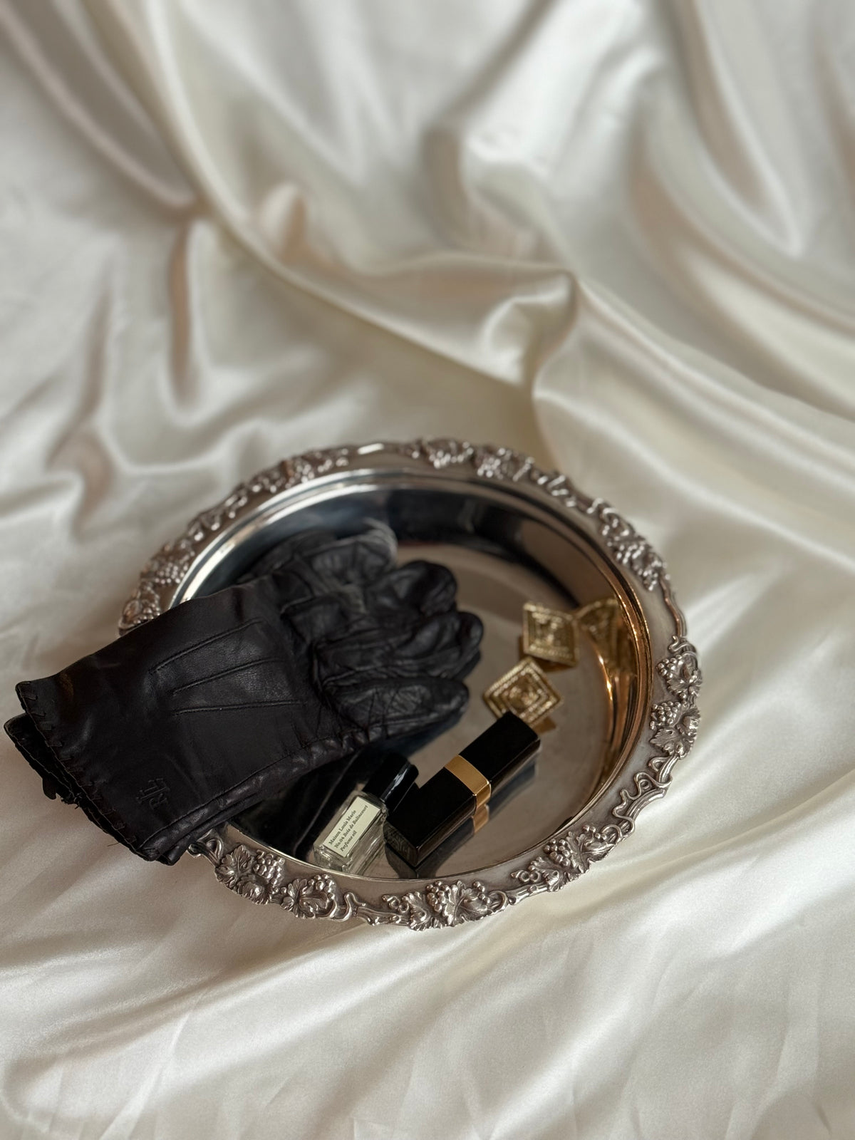 Vintage Silver-Plated Grape & Vine Serving Bowl