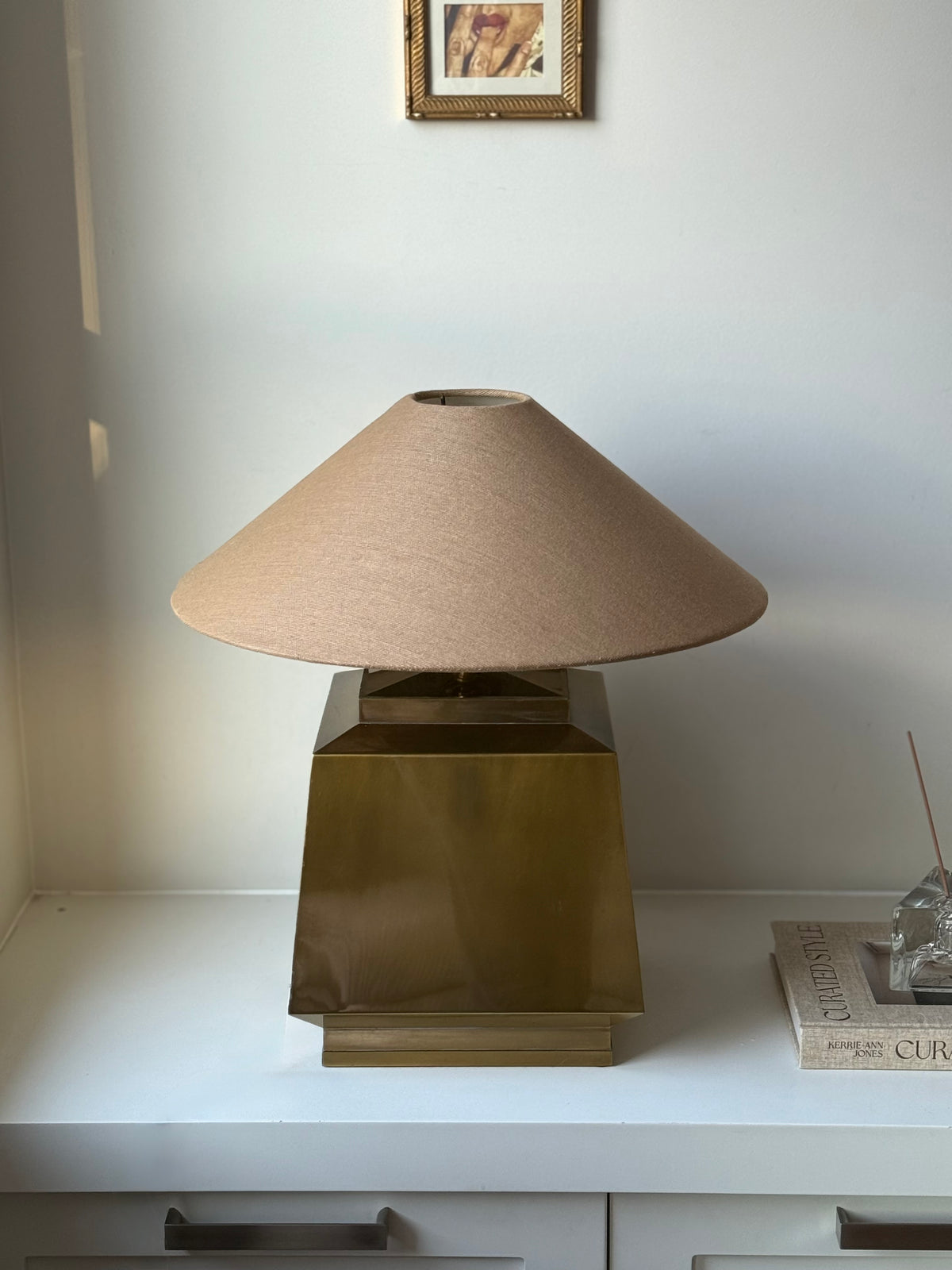 Vintage Wildwood Solid Brass Geometric Table Lamp | Hollywood Regency