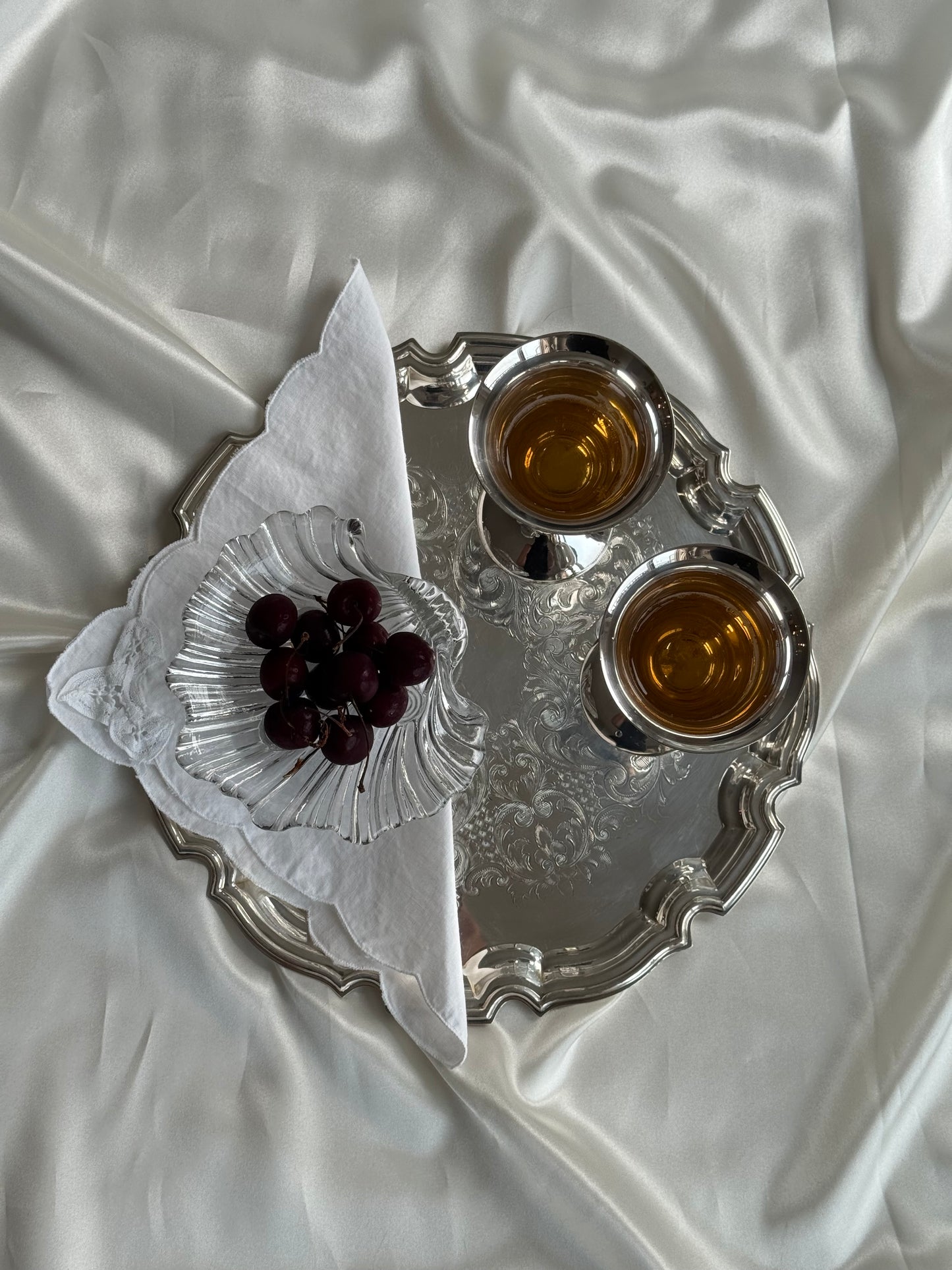 Vintage Footed Glass Shell Dish