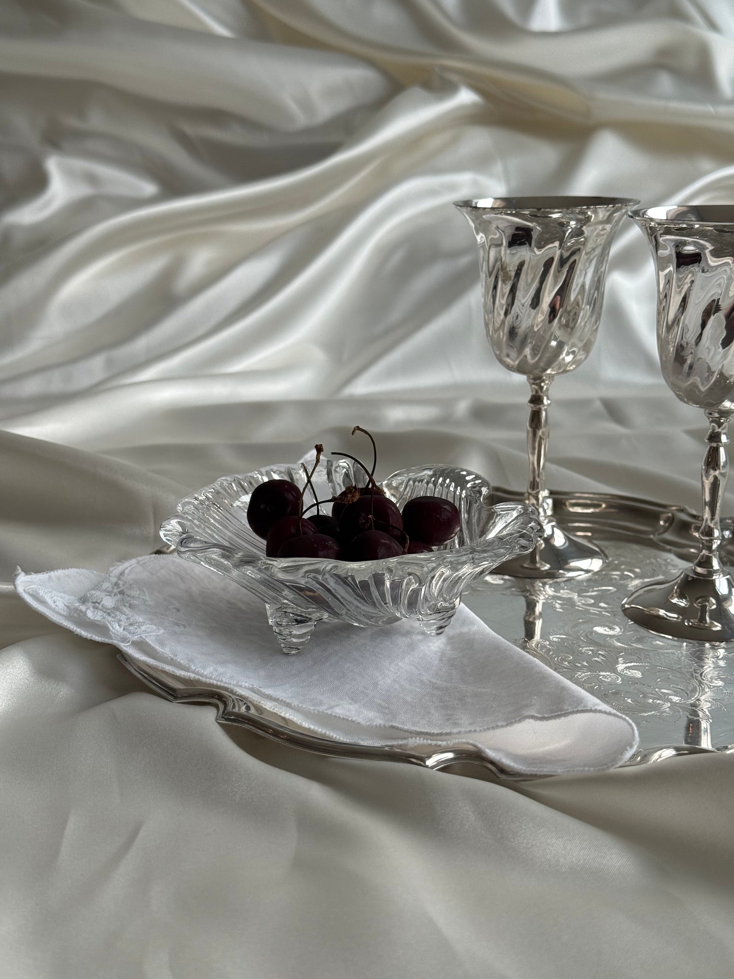 Vintage Footed Glass Shell Dish