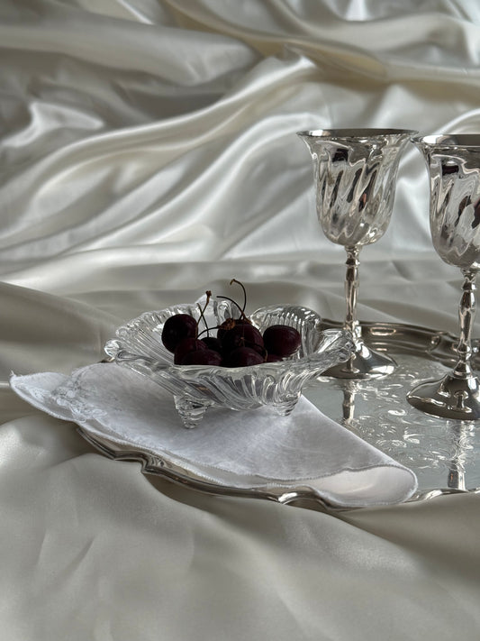 Vintage Footed Glass Shell Dish