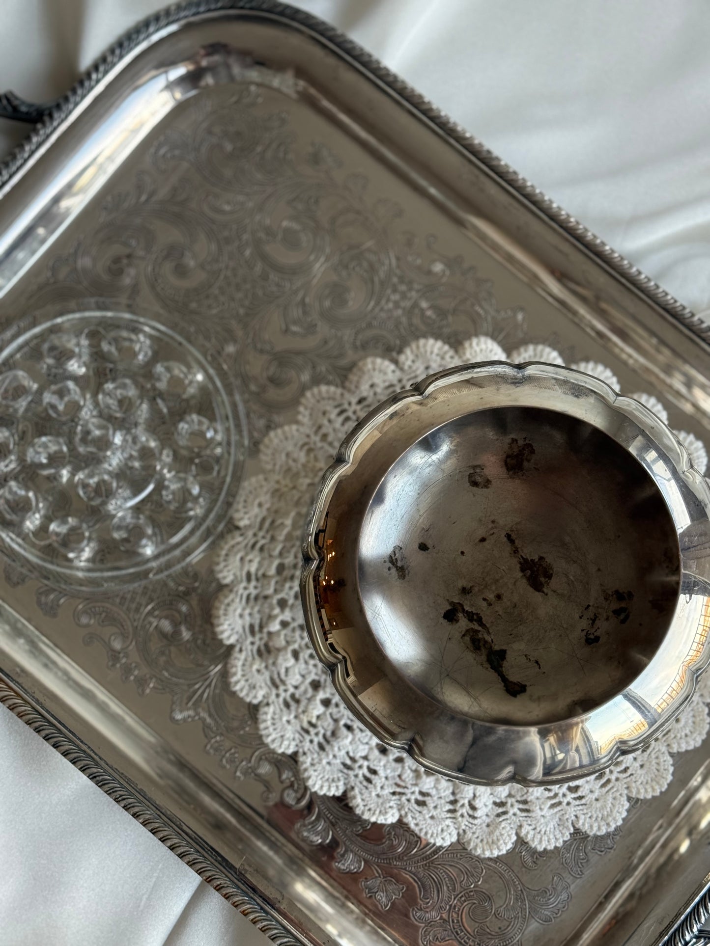 Silver-Plated Pedestal Flower Frog Vase