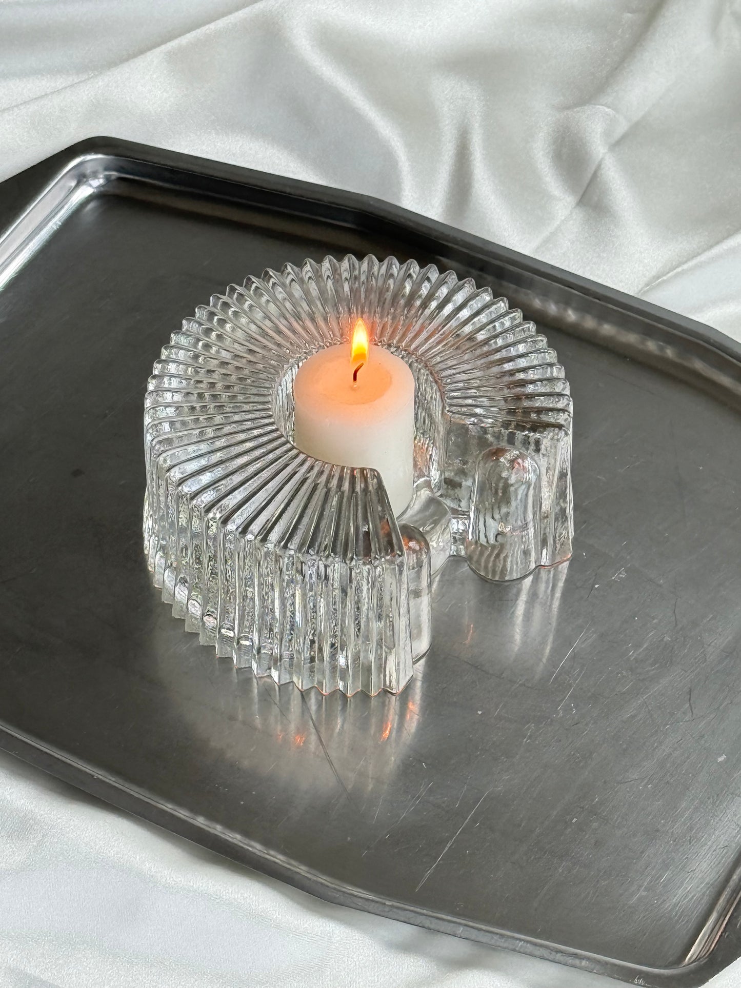 Vintage Sculptural Glass Candle Holder