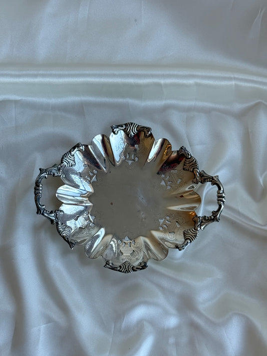 Vintage Silver-Plated Pierced Bonbon Dish