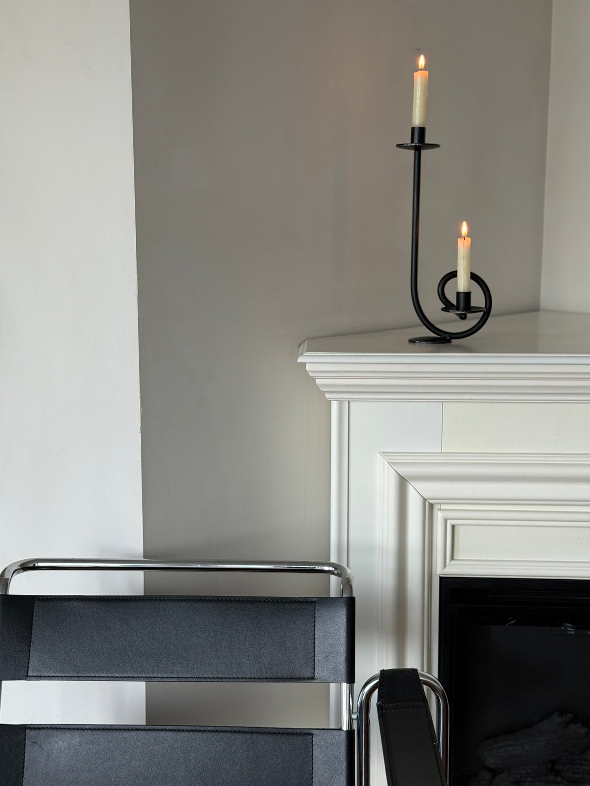 Vintage Black Sculptural Double Candle Holder