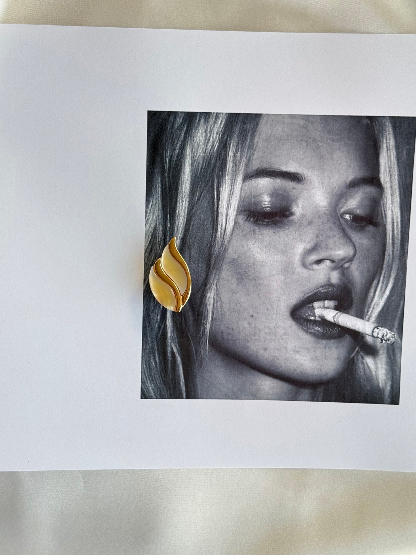 Vintage Gold-Tone Mother-of-Pearl Clip-On Earrings