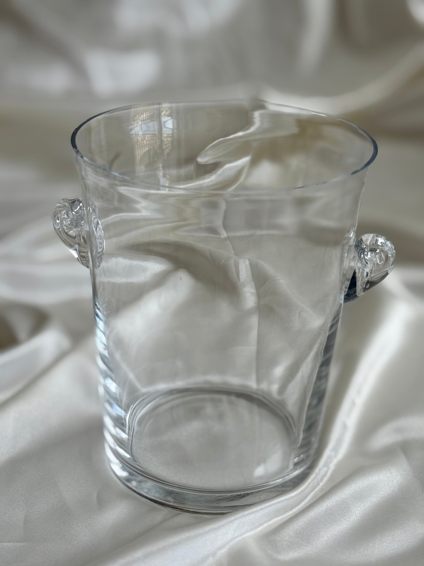 Glass Ice Bucket / Champagne Cooler with Swirl Handles