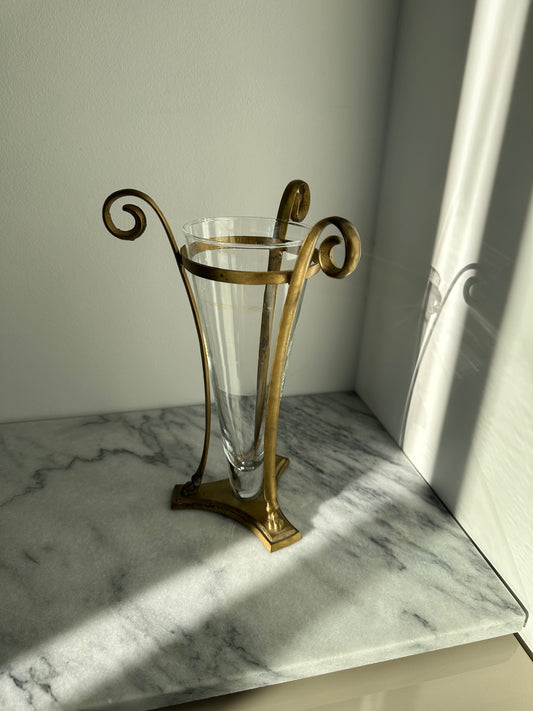 Ornate Brass and glass vase