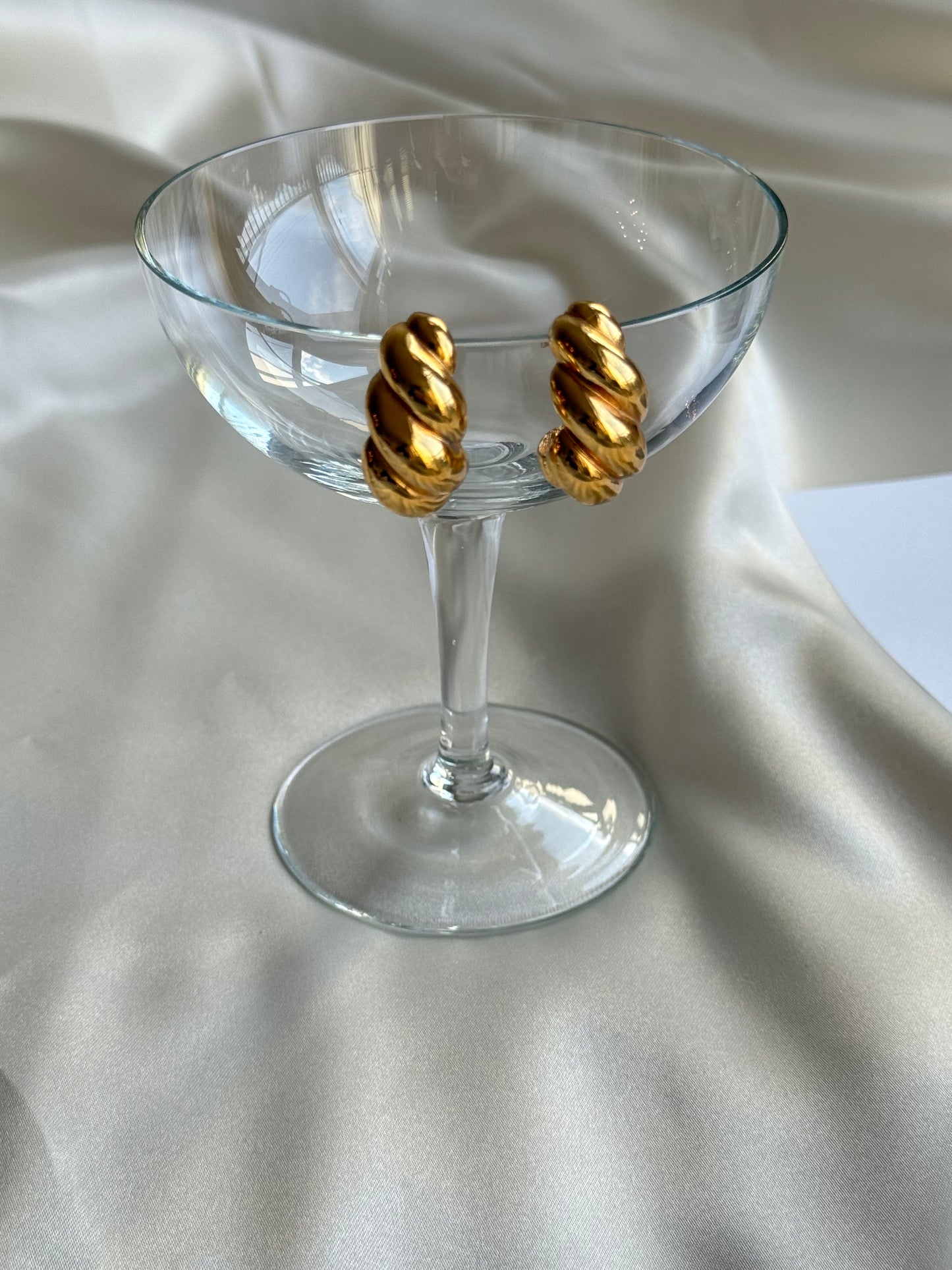 Vintage Gold-Tone Sculptural Hoop Earrings