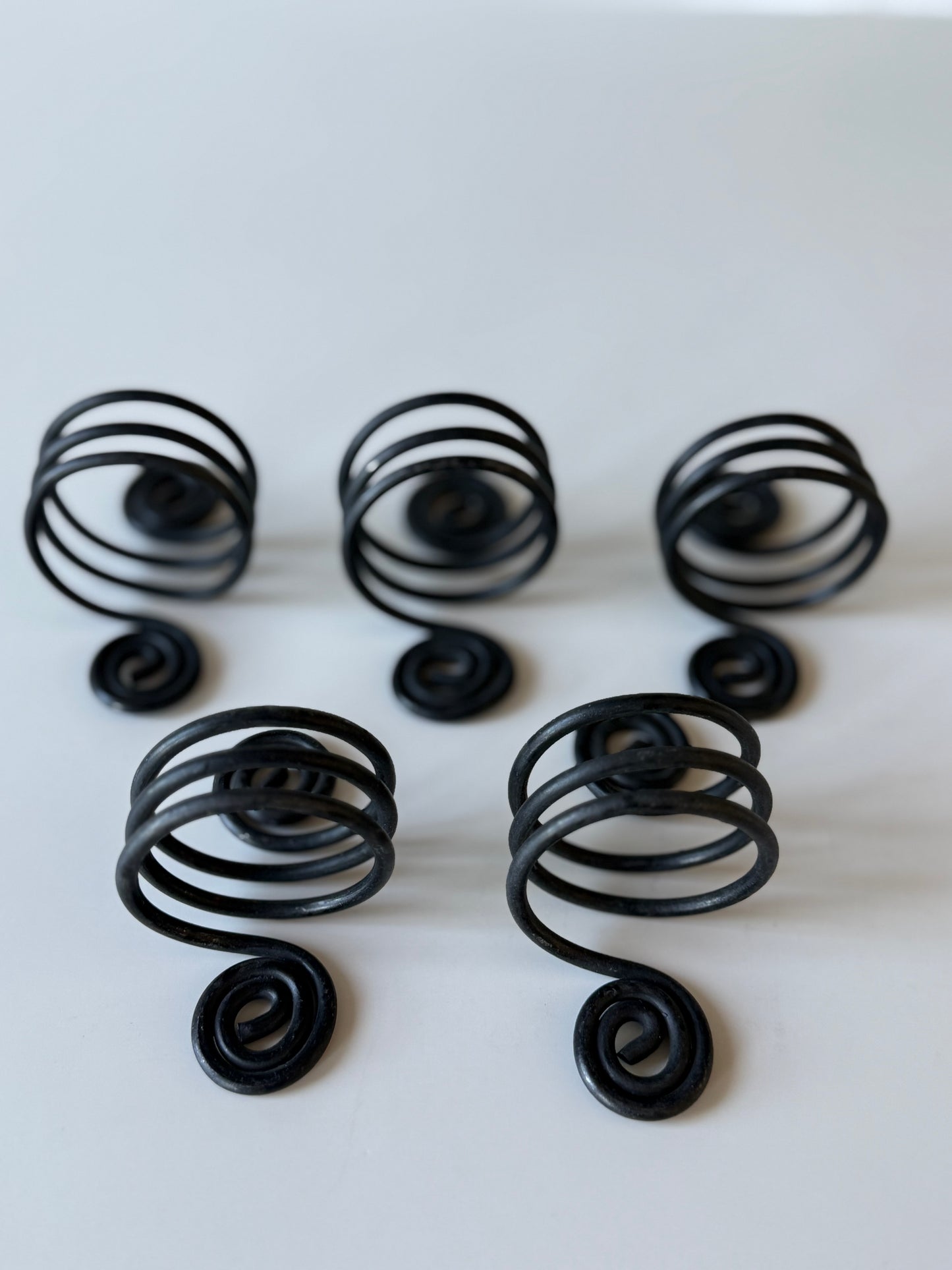 Set of 5 Black Wrought Iron Napkin Rings