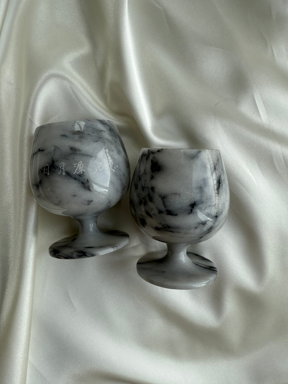 Pair of Vintage Solid Marble Goblets