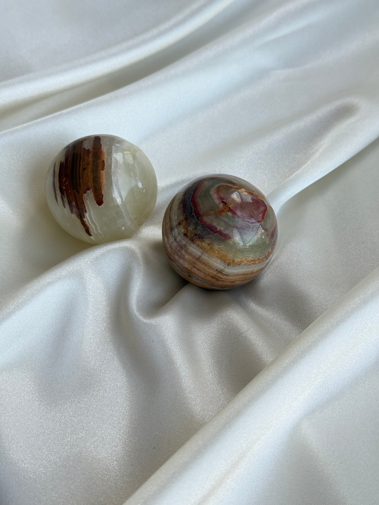Polished Onyx Spheres — Set of 2