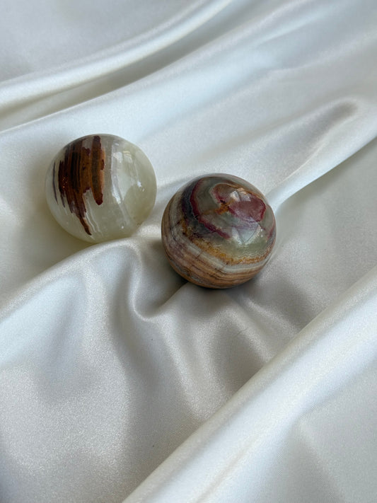 Polished Onyx Spheres — Set of 2