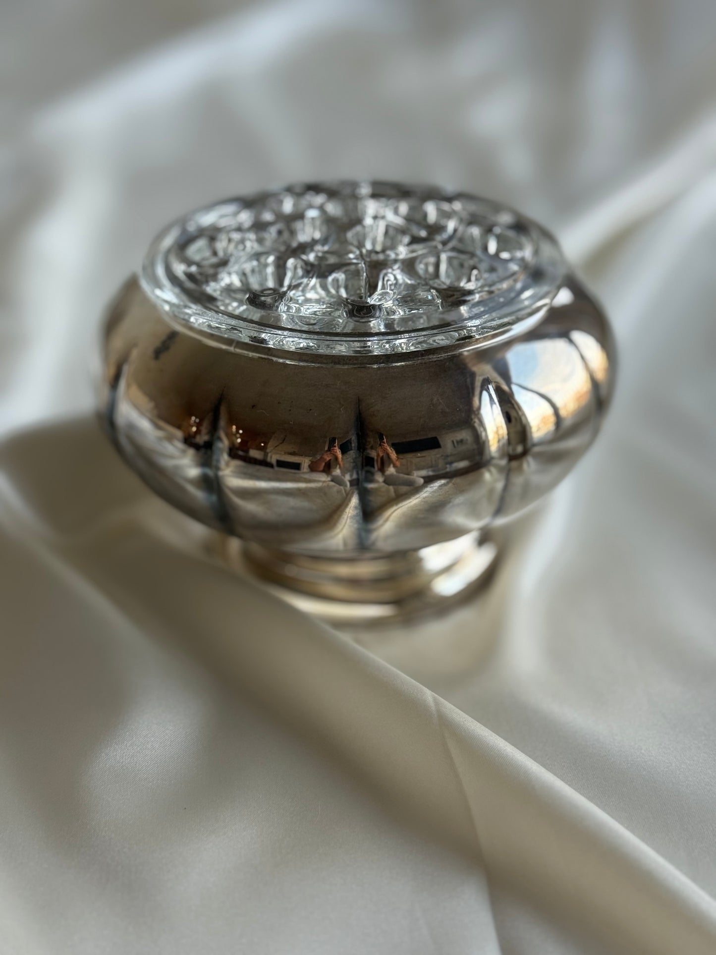 Silver-Plated Pedestal Flower Frog Vase