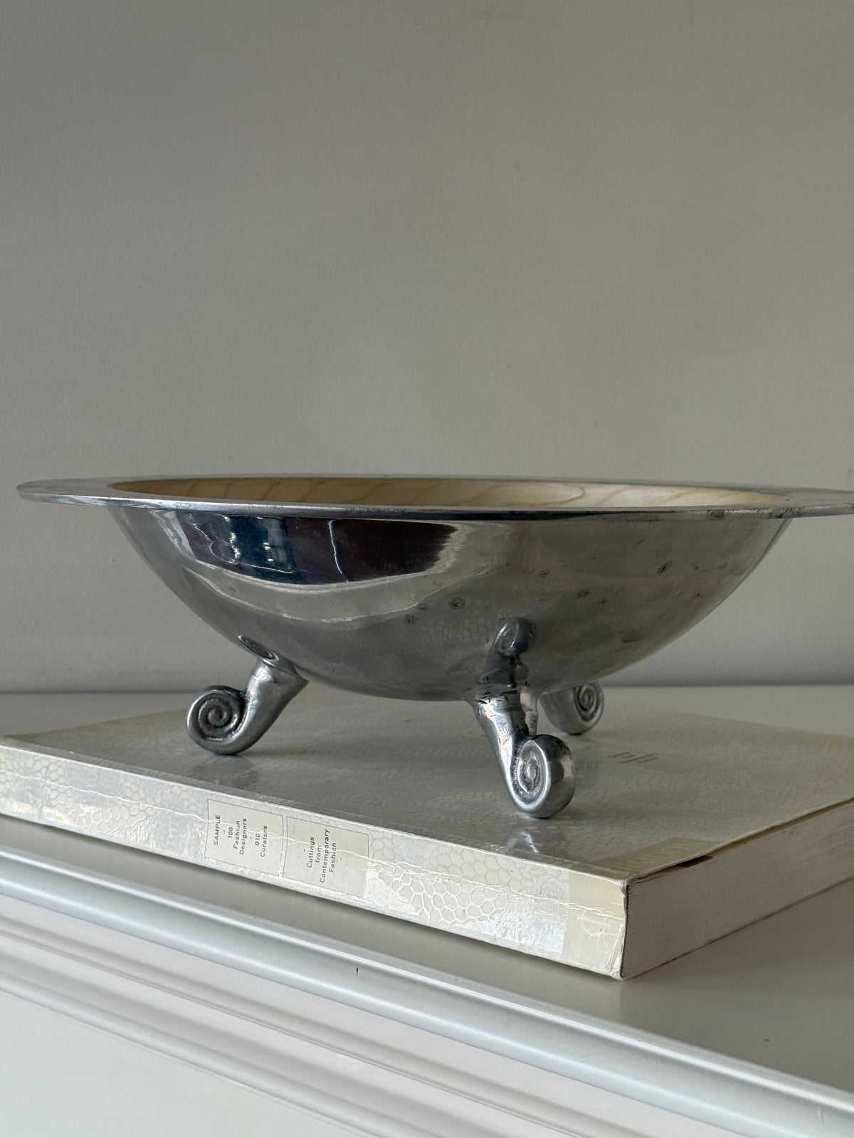 Vintage Silver-Tone Footed Centerpiece Bowl with Swirl Feet