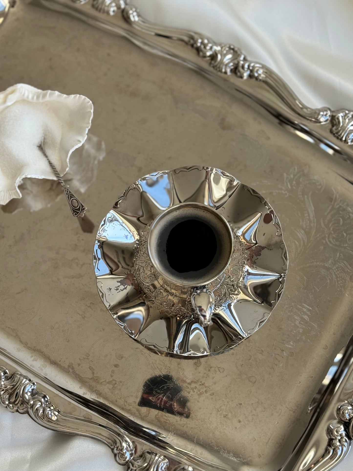 Vintage Silver-Plated Coffee Cup & Saucer