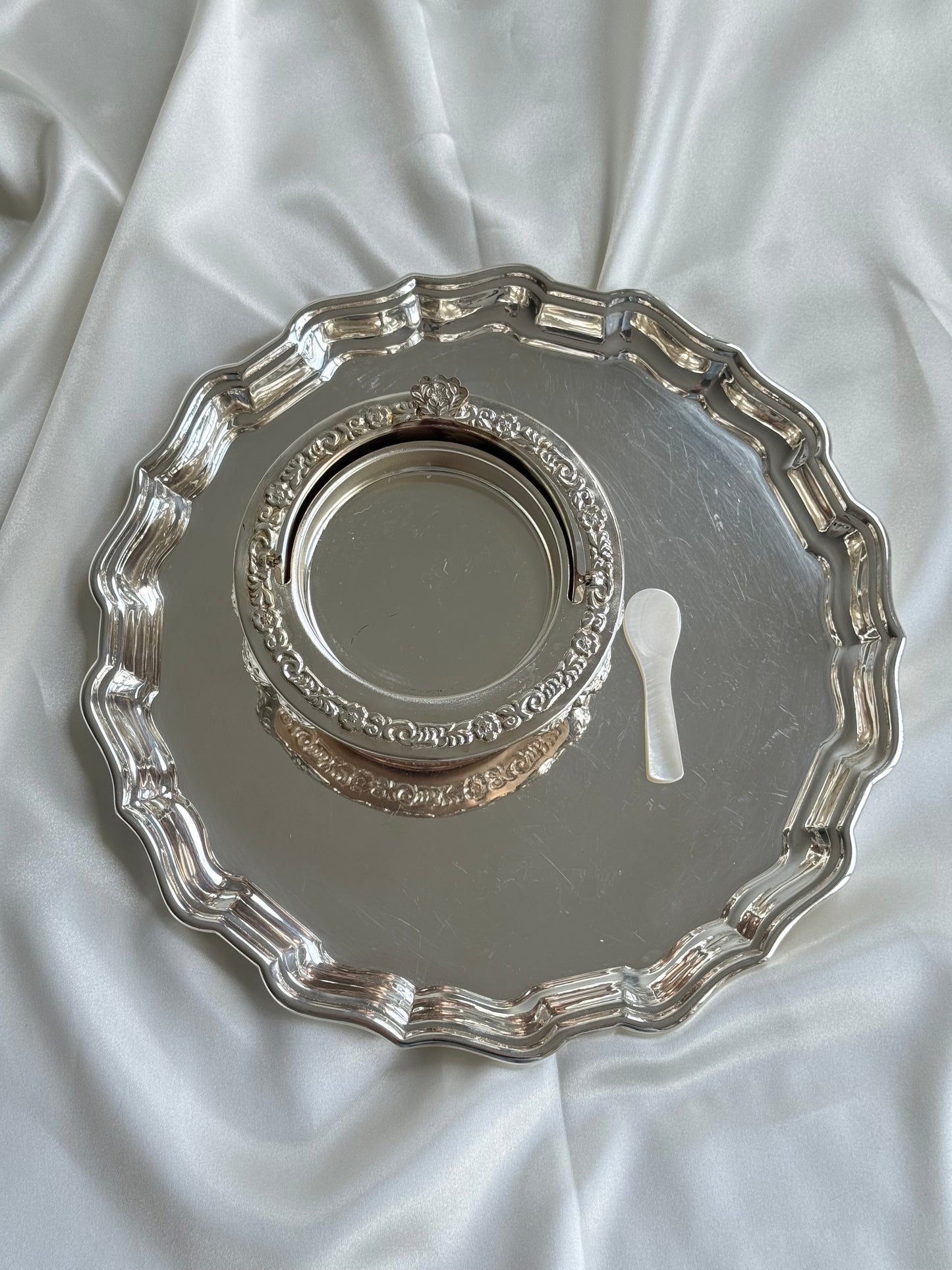 Vintage Caviar Dish with Lid & Spoon