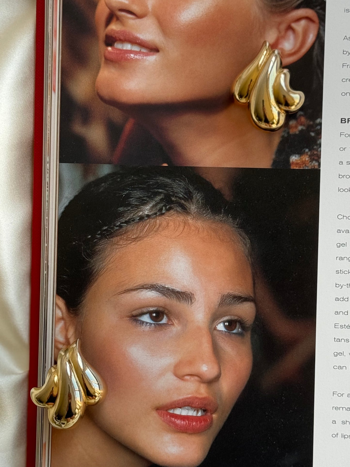 Vintage Sculptural Clip-On Earrings – Gold Tone