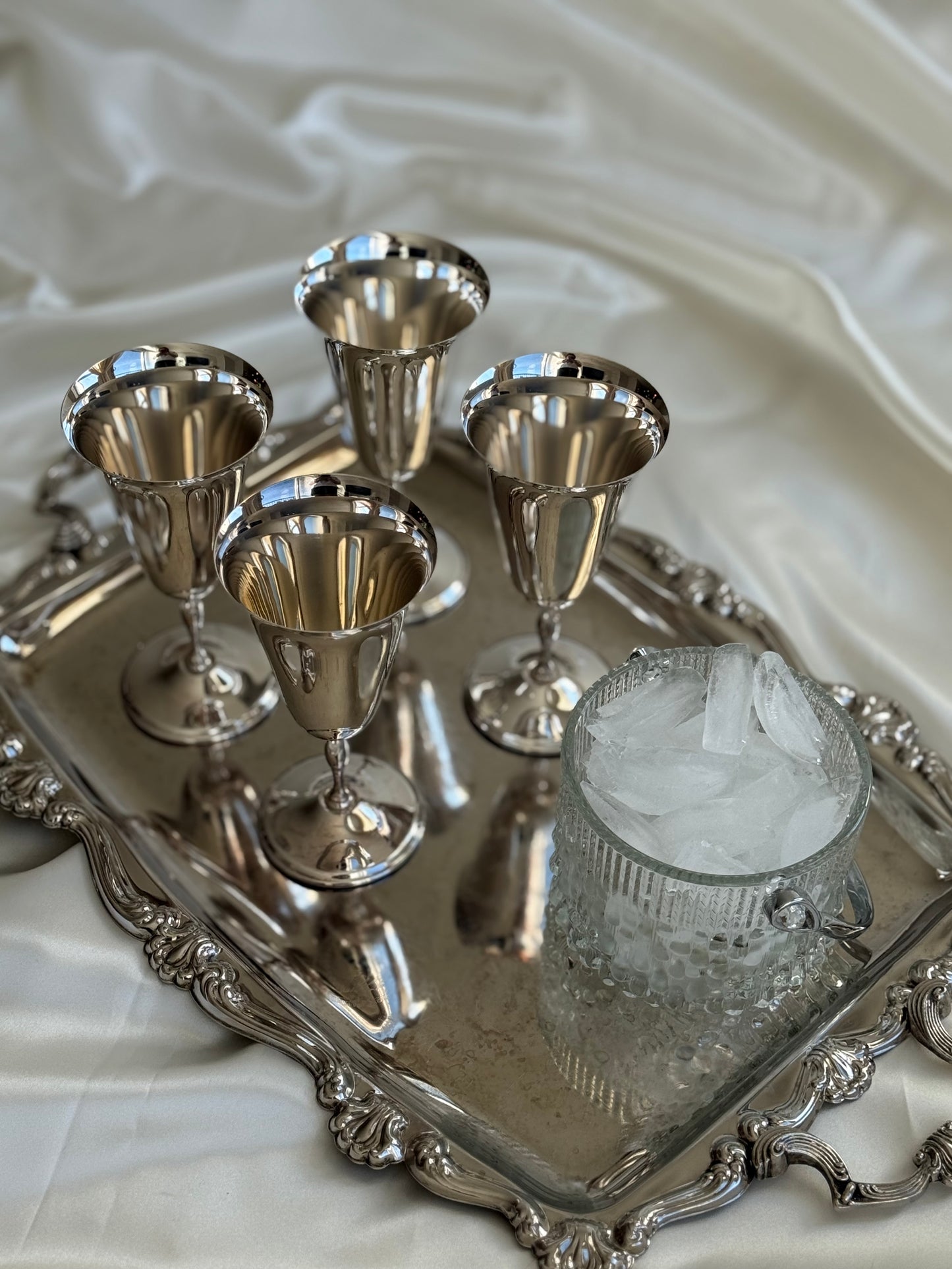Set of 4 Vintage Silver-Plated Champagne Goblets