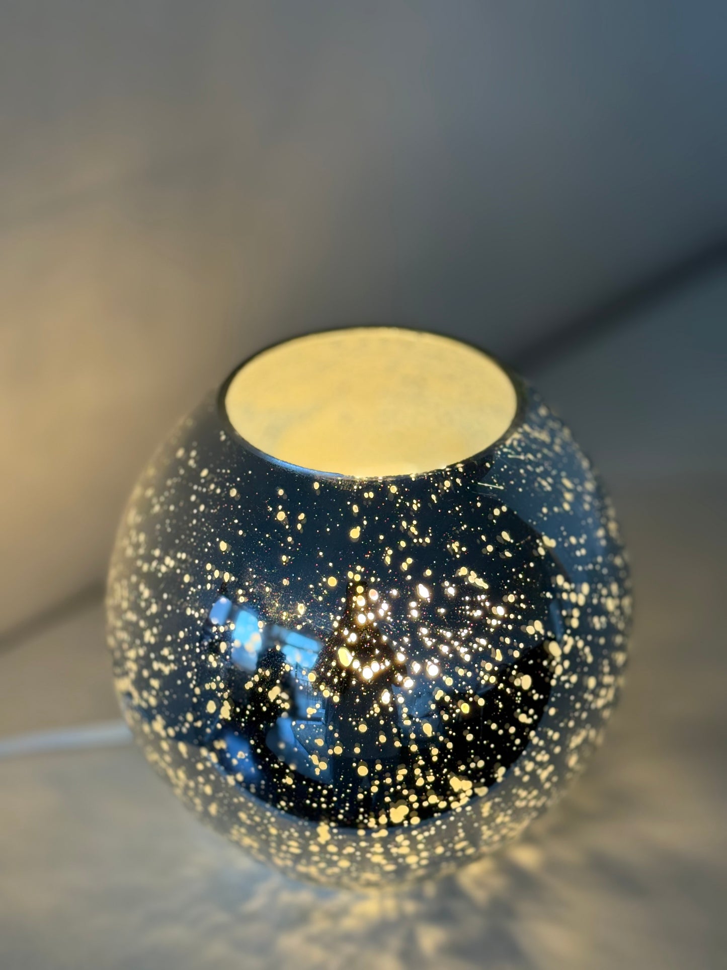 IKEA Knubbig 7” Metallic Silver Glass Globe Table Lamp