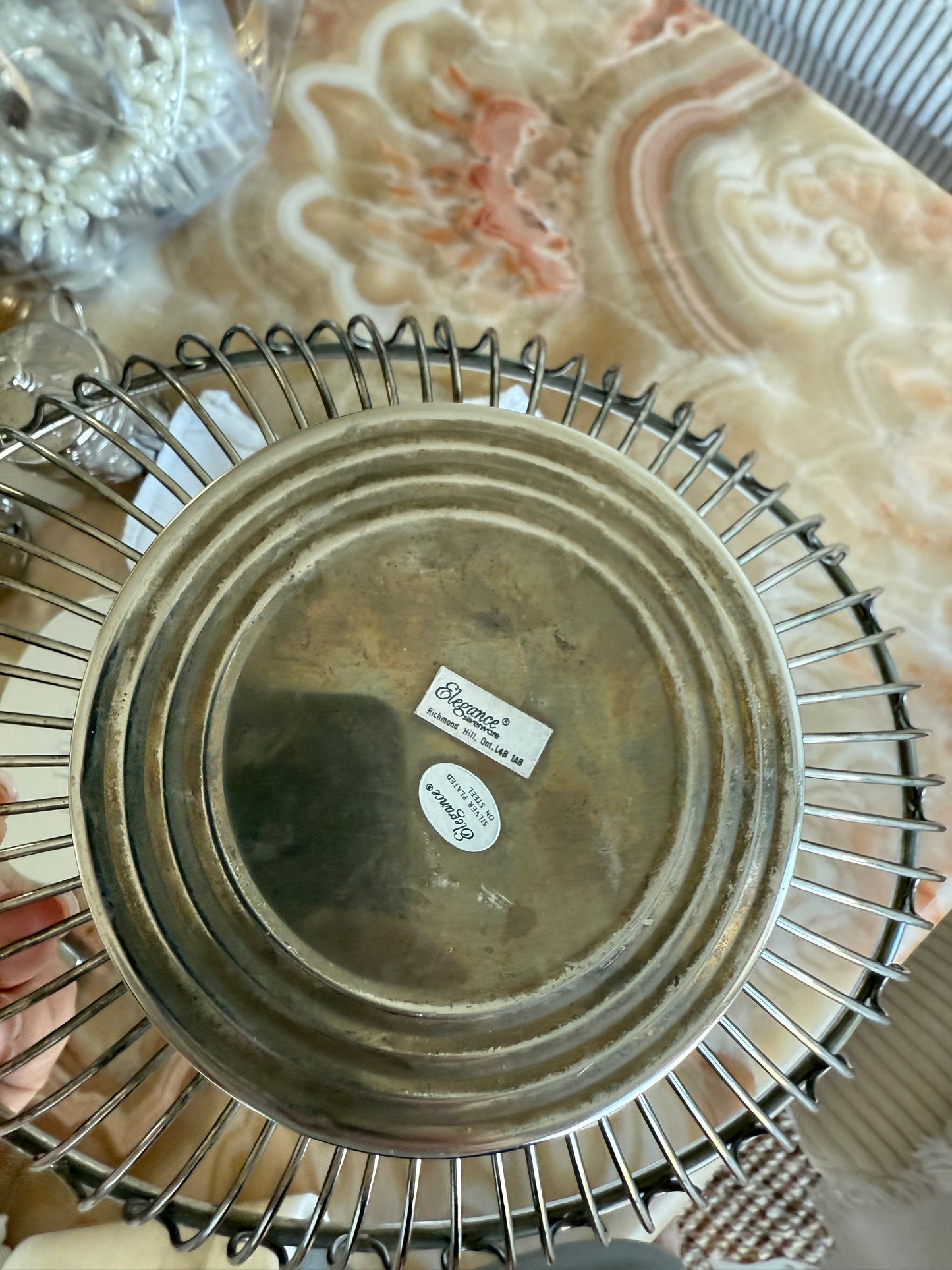Vintage Silver Plated on Steel Wire Bowl