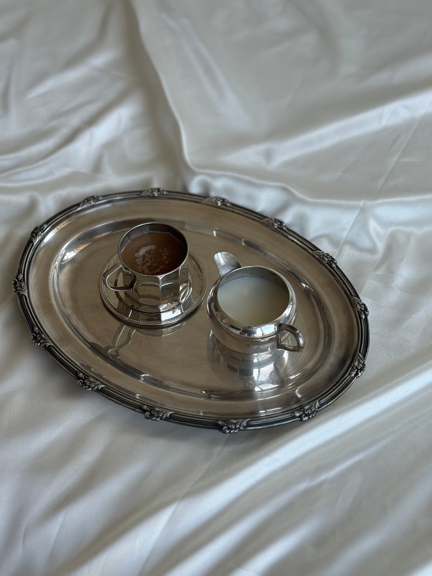 Vintage Heavy Silver Plated Serving Tray
