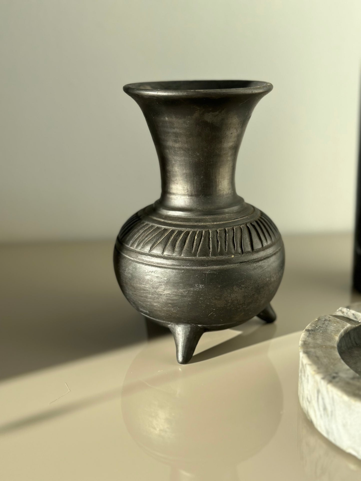 Black vase made in Mexico