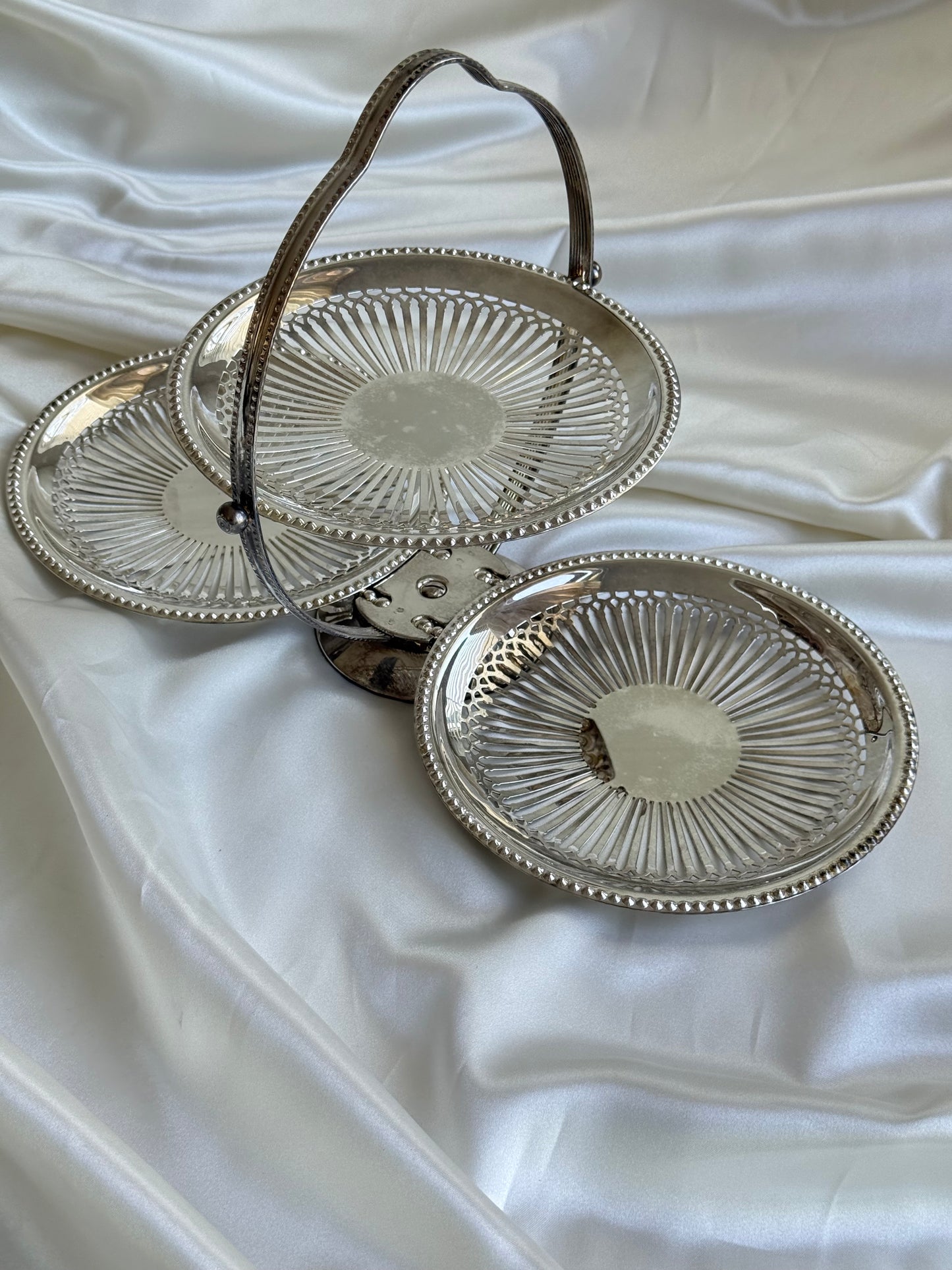 Vintage Silver Plated Folding Tidbit Server