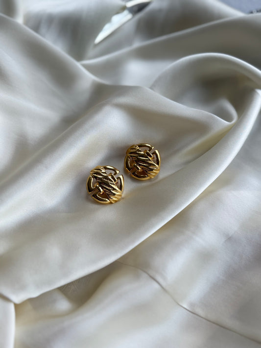 Vintage Sculptural Gold-Tone Clip-On Earrings