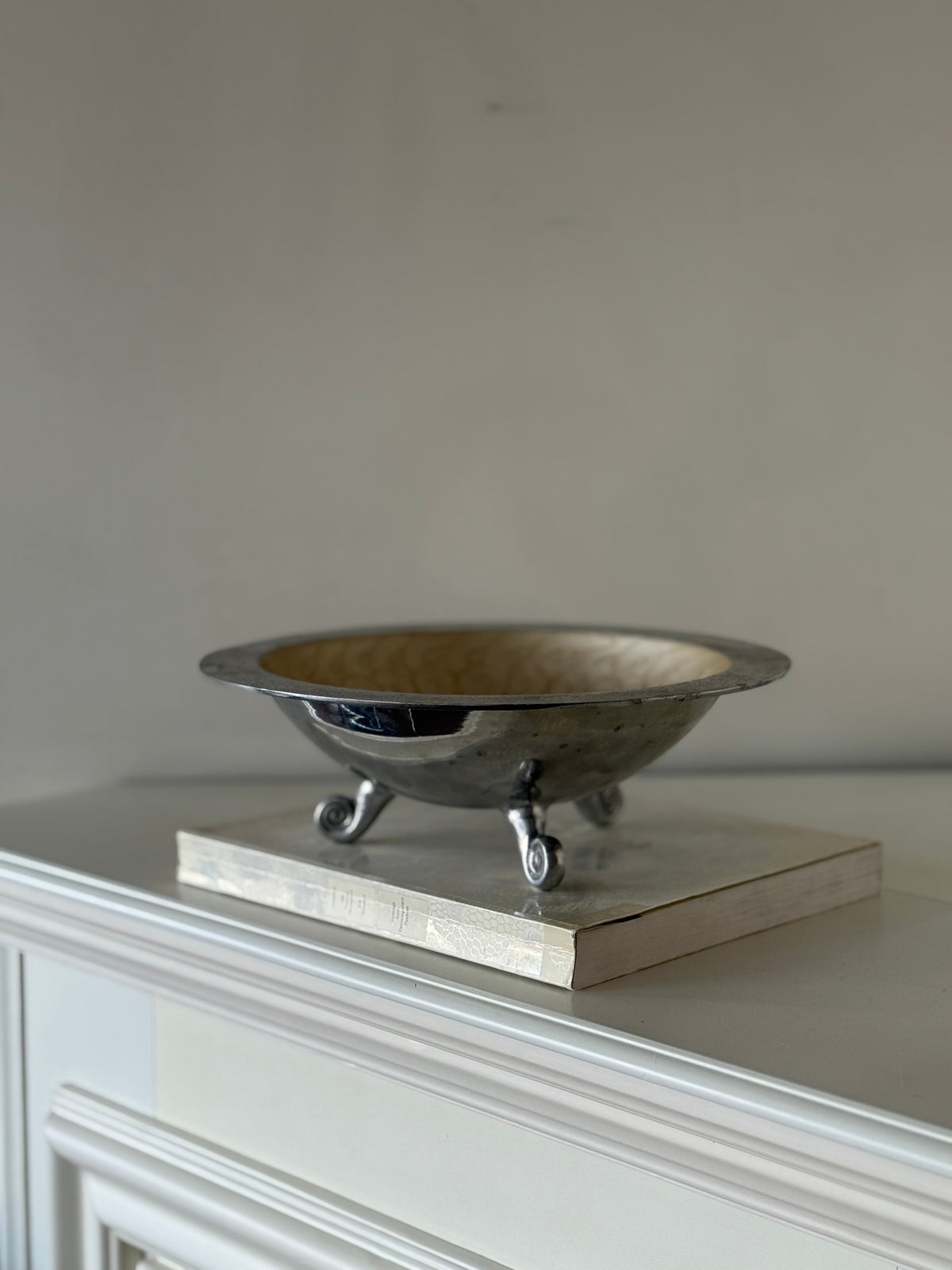Vintage Silver-Tone Footed Centerpiece Bowl with Swirl Feet